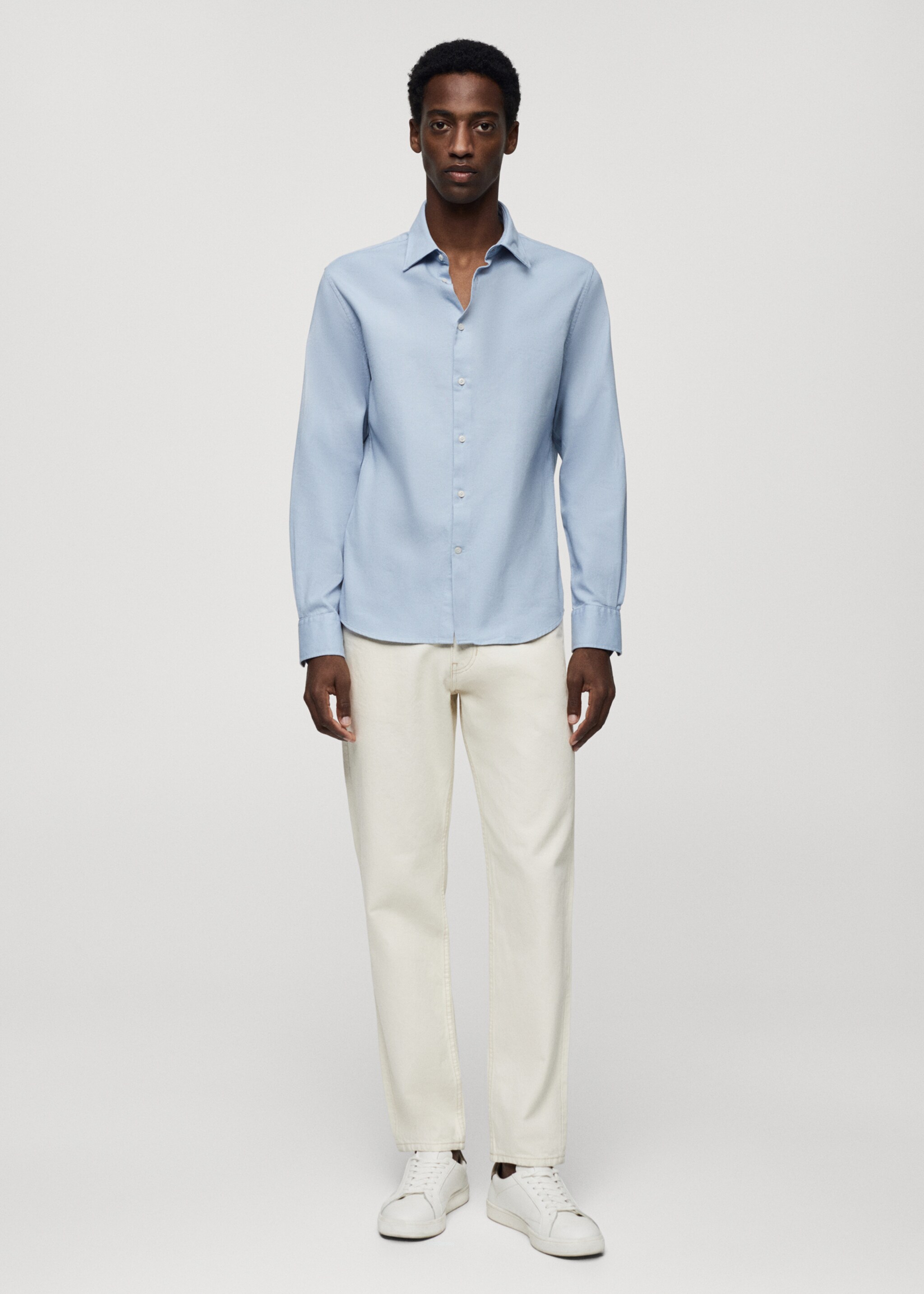 Slim-fit cotton structured shirt - General plane