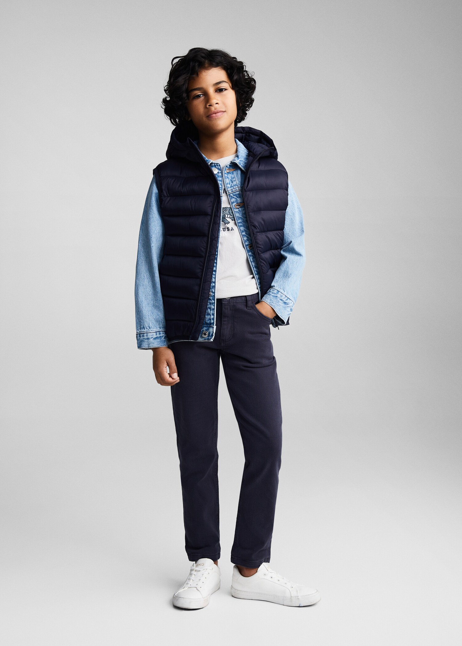 Quilted gilet with hood - General plane