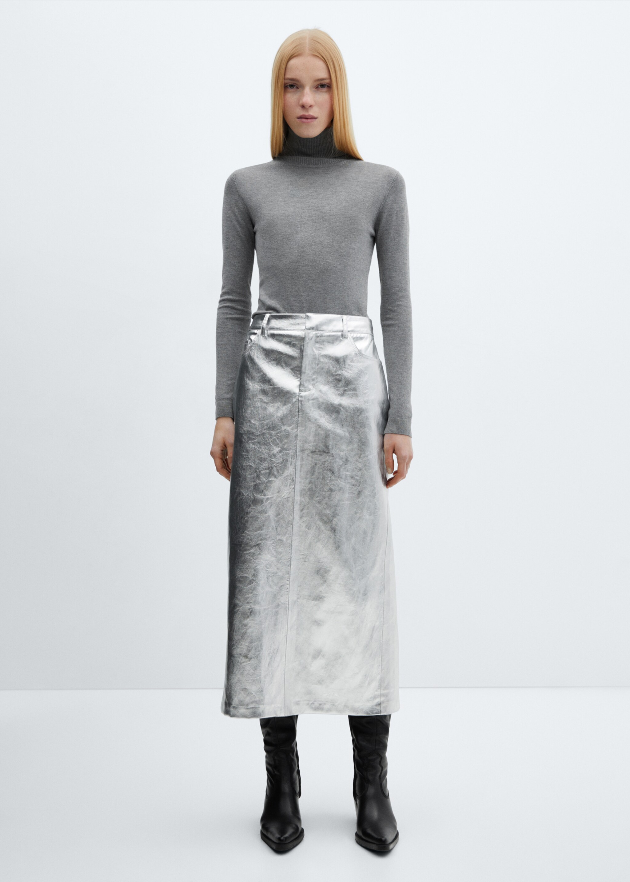 Metallic midi skirt - General plane