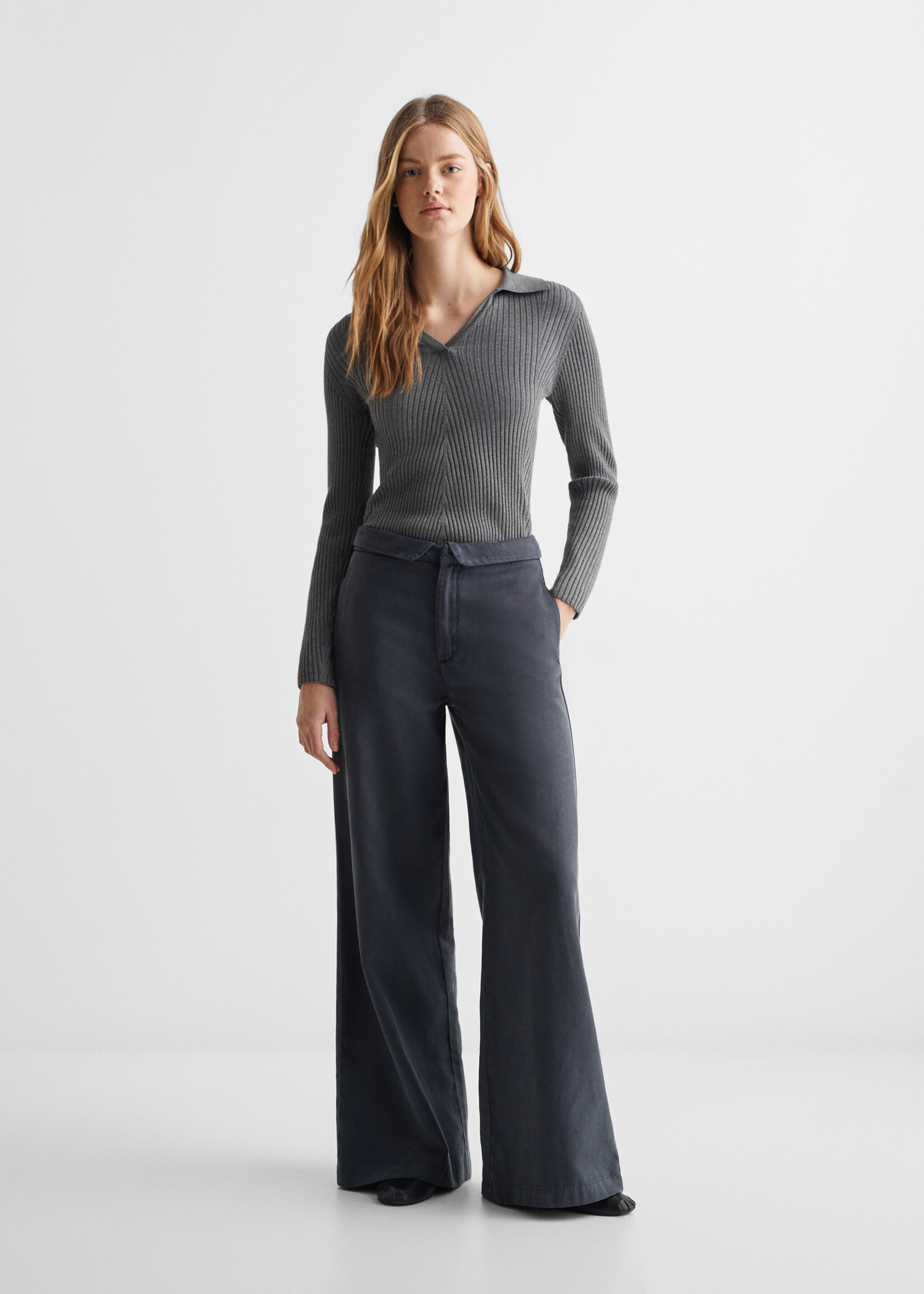 Broek met omgeslagen tailleband - Overzichtstekening