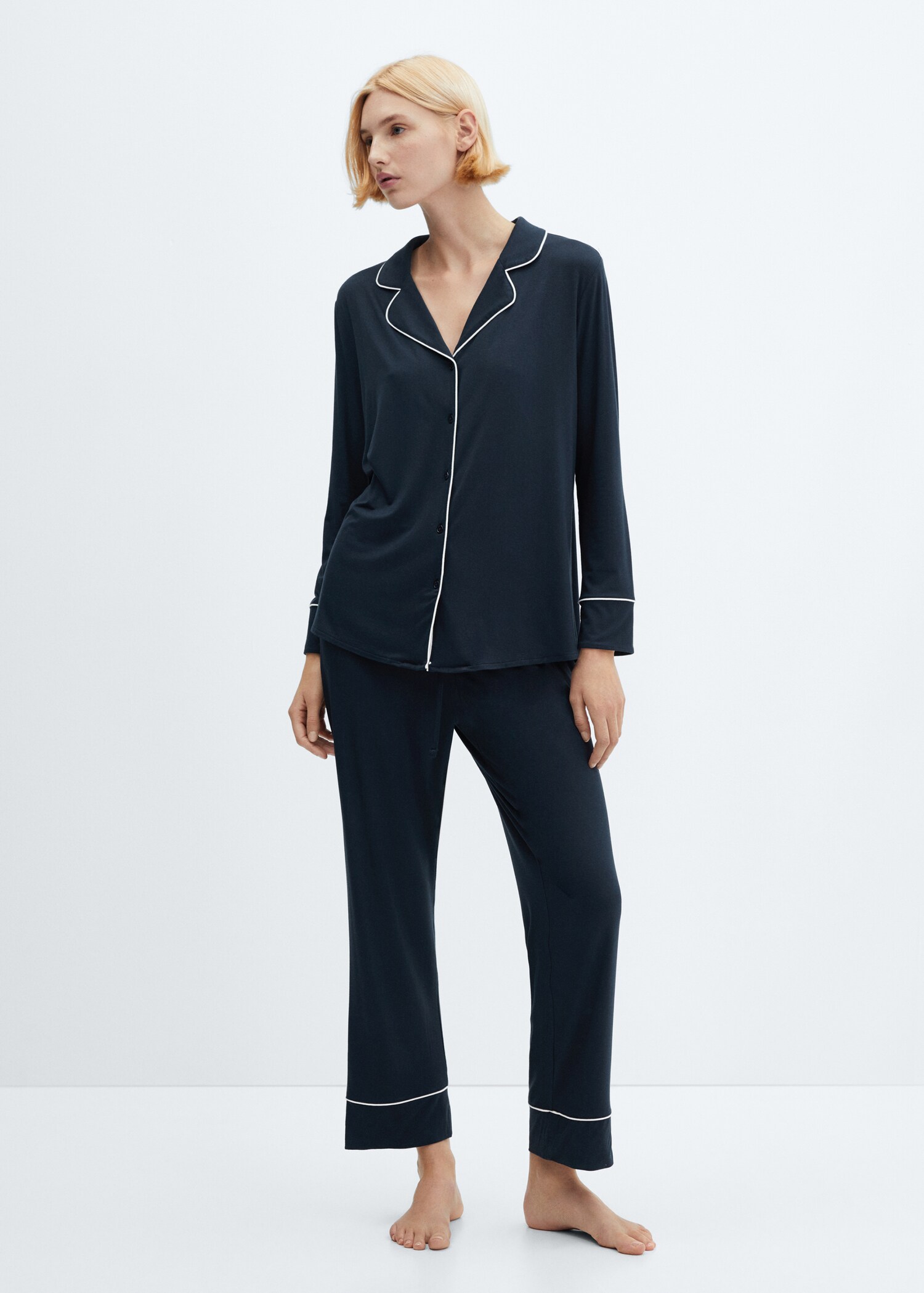 Pyjama shirt with trim - General plane