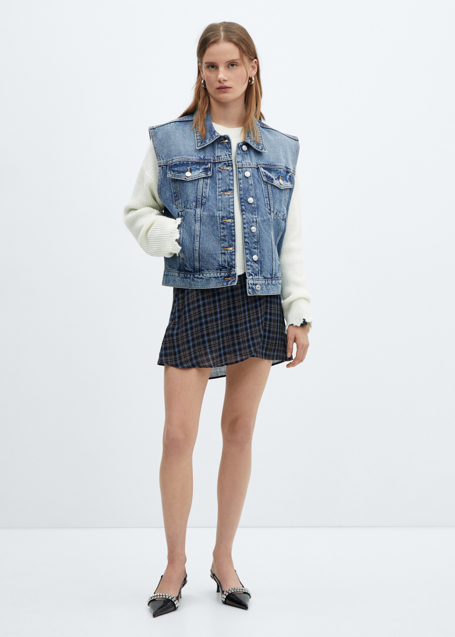 Oversized denim gilet - Overzichtstekening