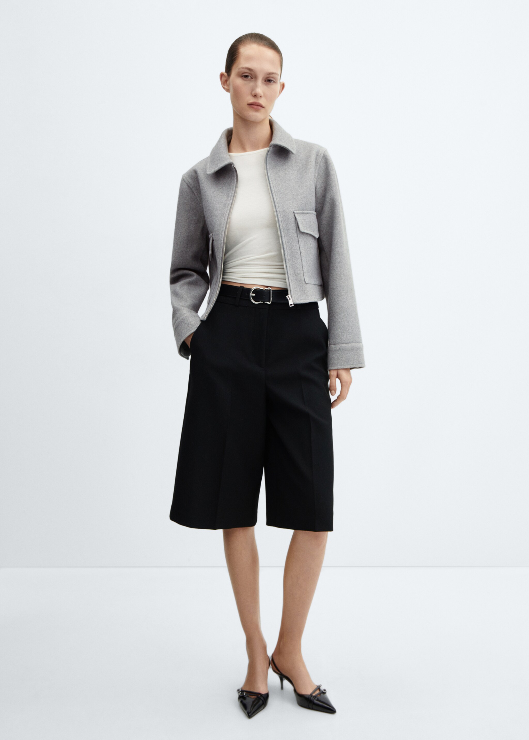 Jacke mit Zip-Taschen - Allgemeine Ansicht, Mittelgrau meliert. Ref: 67054049-00.