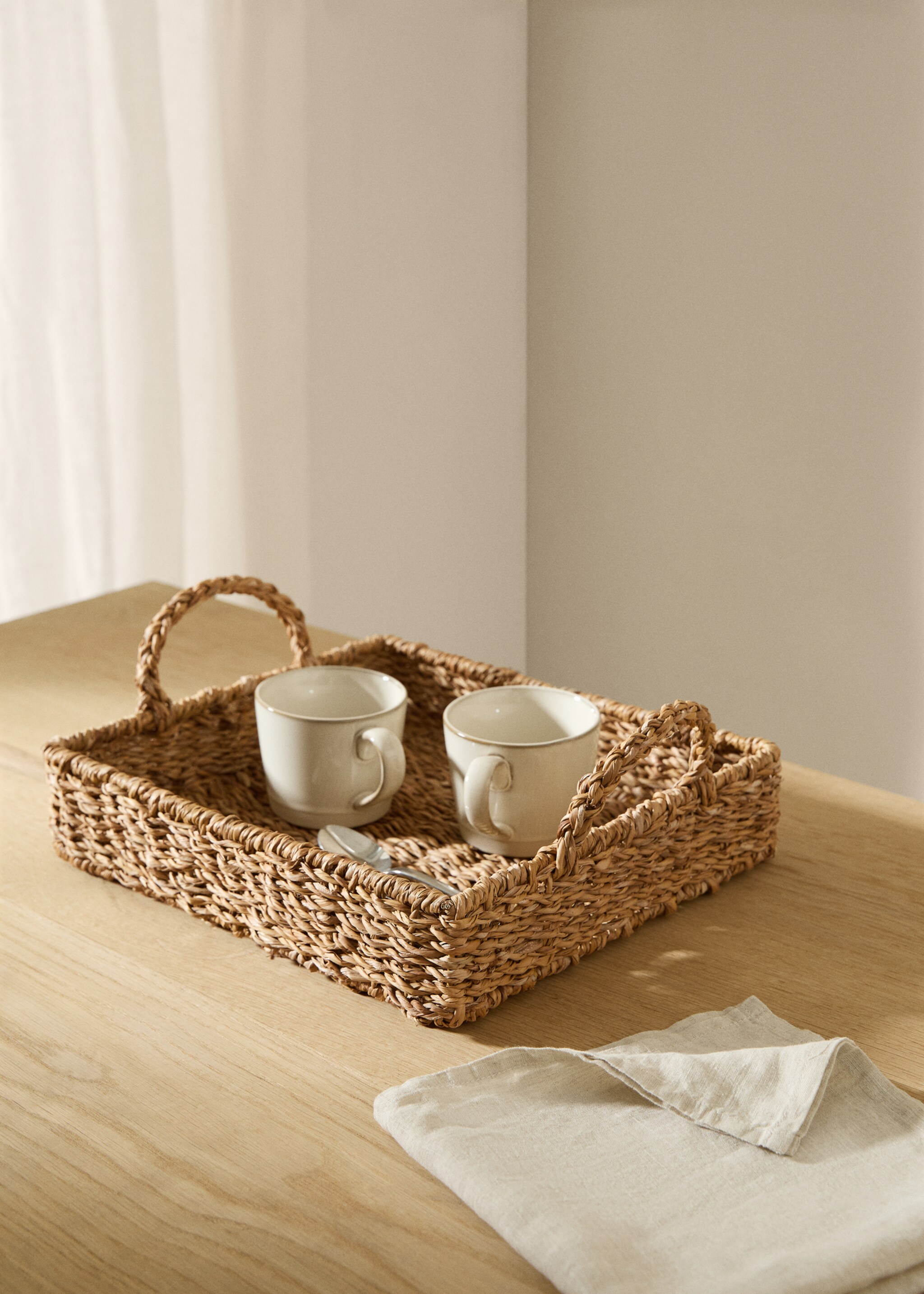 Square basket with handles - General plane, Brown. Ref: 67054050-00.