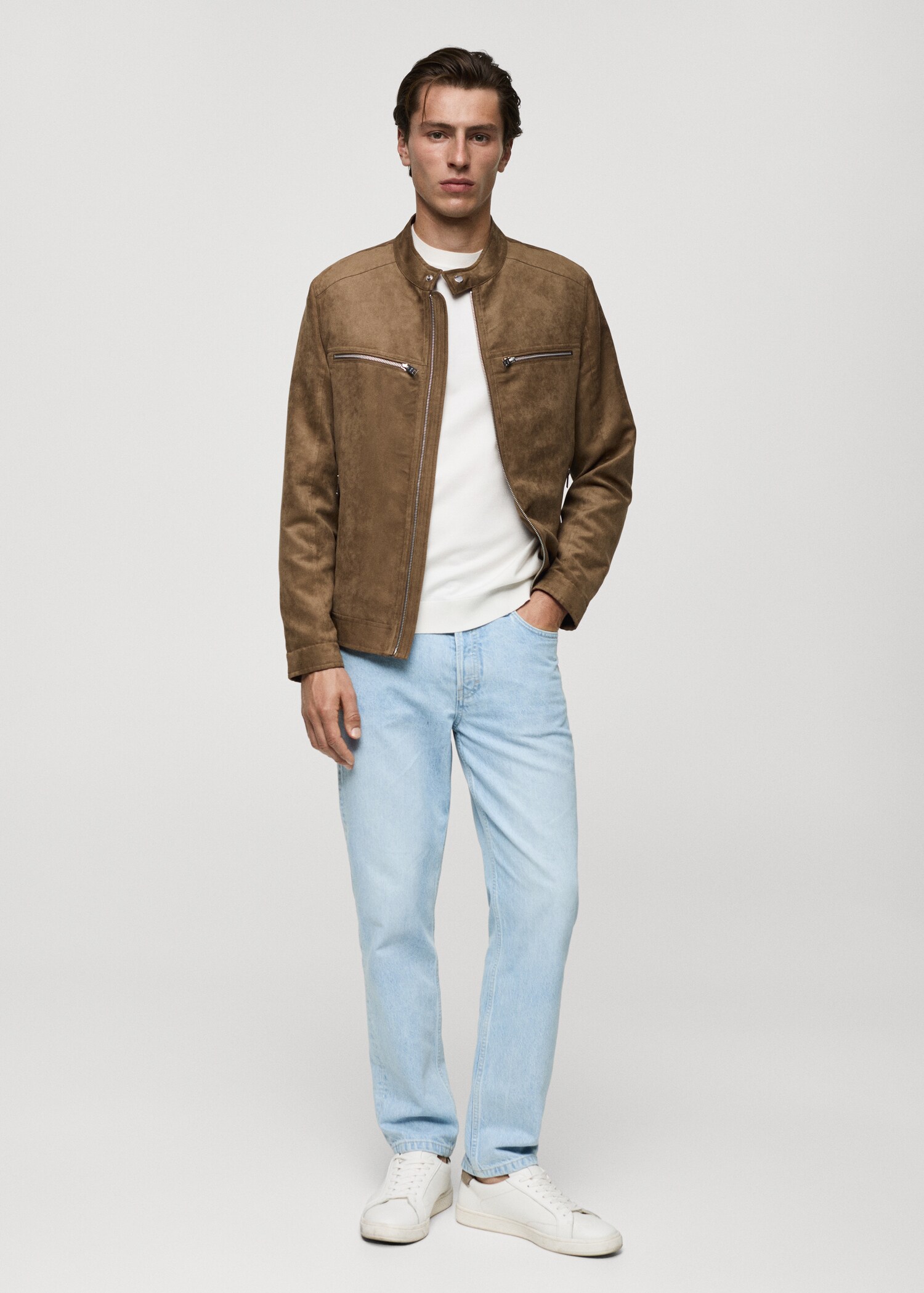 Jacke mit Wildledereffekt und Reißverschluss - Allgemeine Ansicht