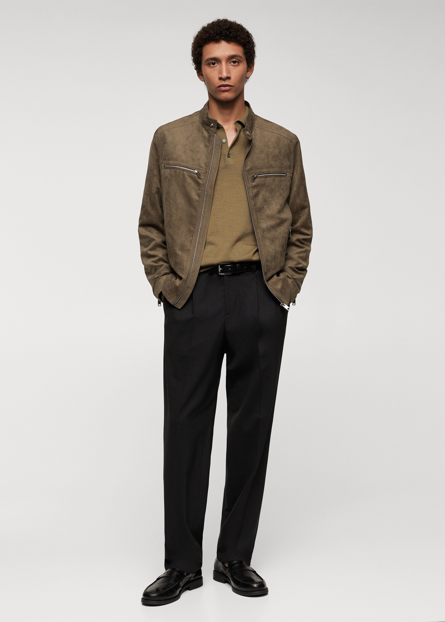 Suede-effect jacket with zip - General plane