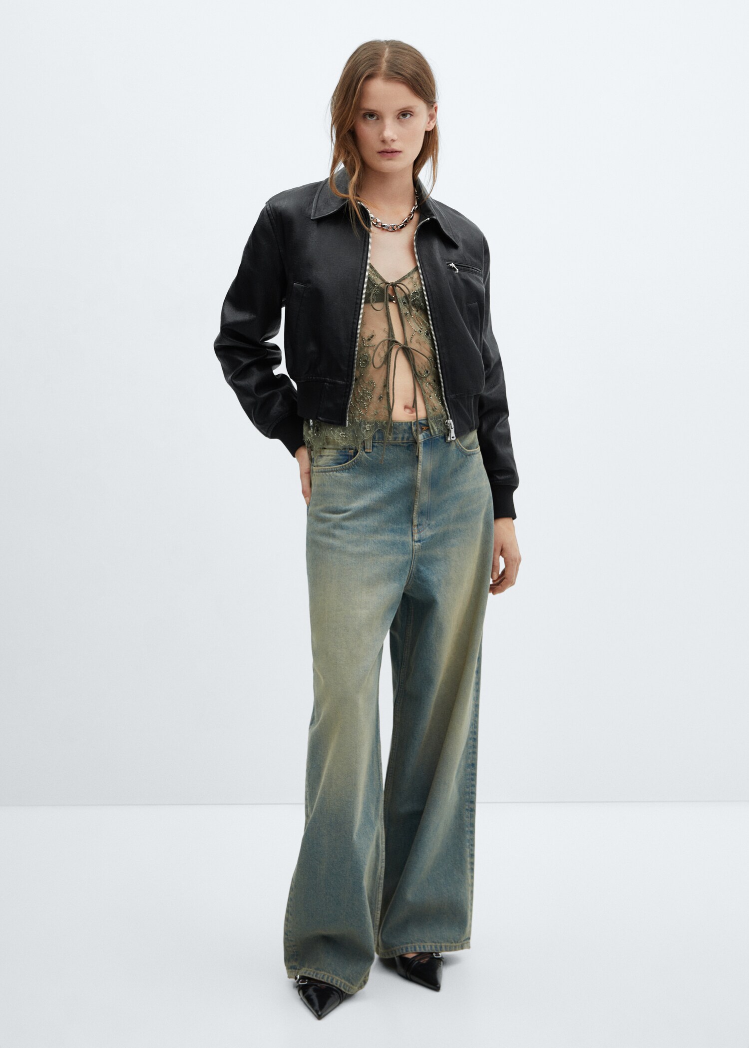 Vintage leather-effect jacket - General plane
