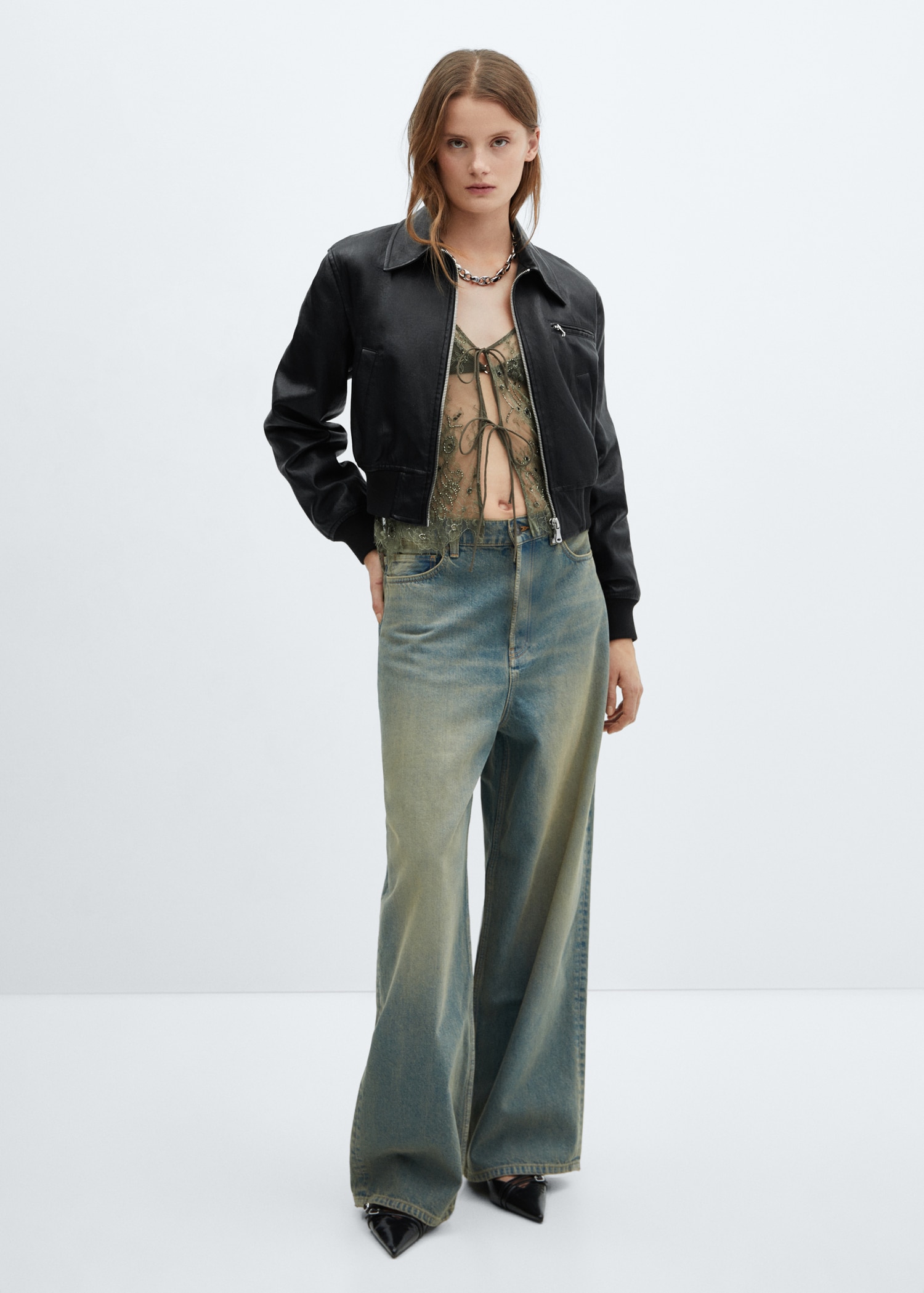 Cazadora efecto piel vintage