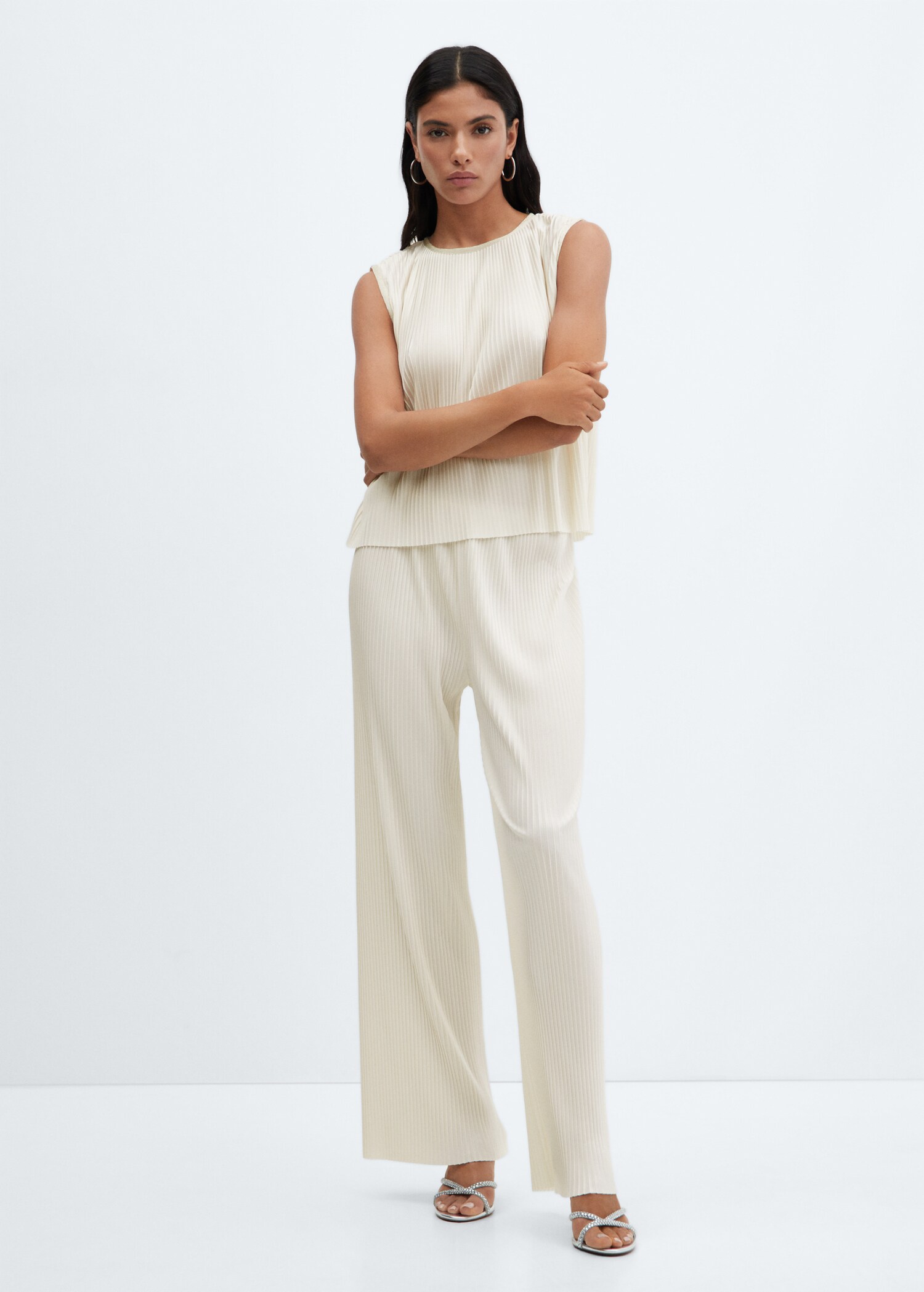 Pleated wide-leg trousers - General plane