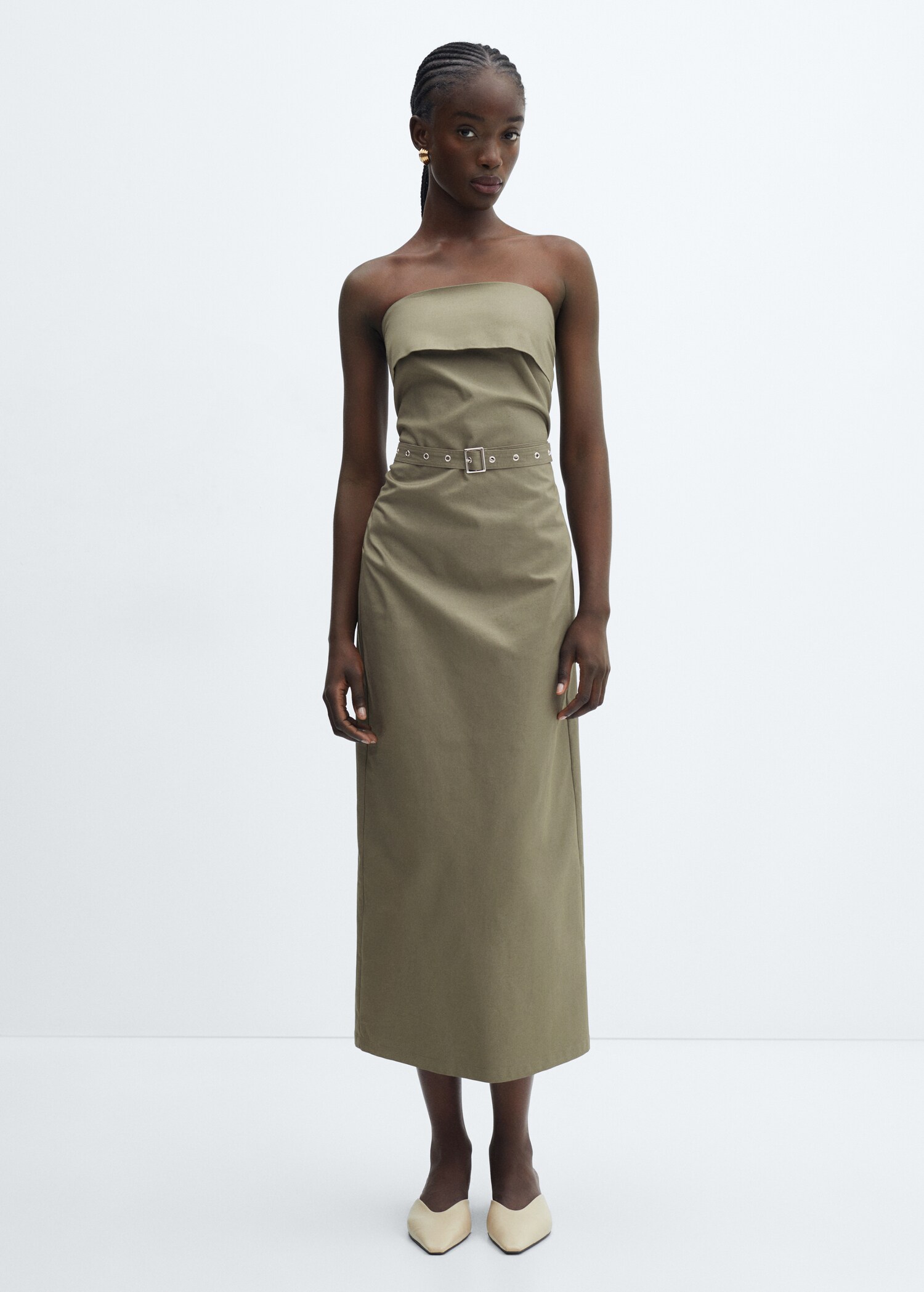 Belted strapless dress - General plane