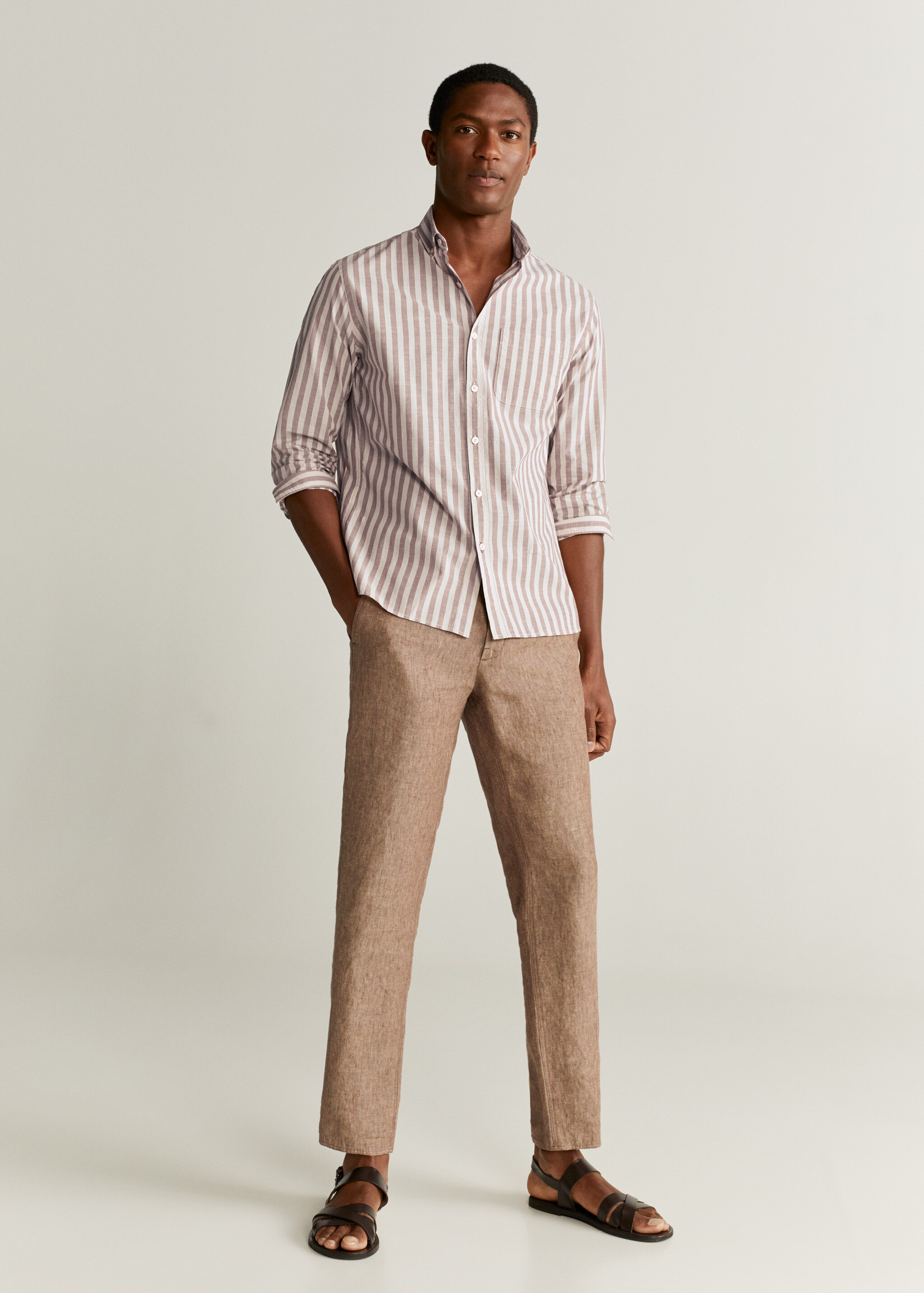 Camisa regular fit algodón rayas - Plano general