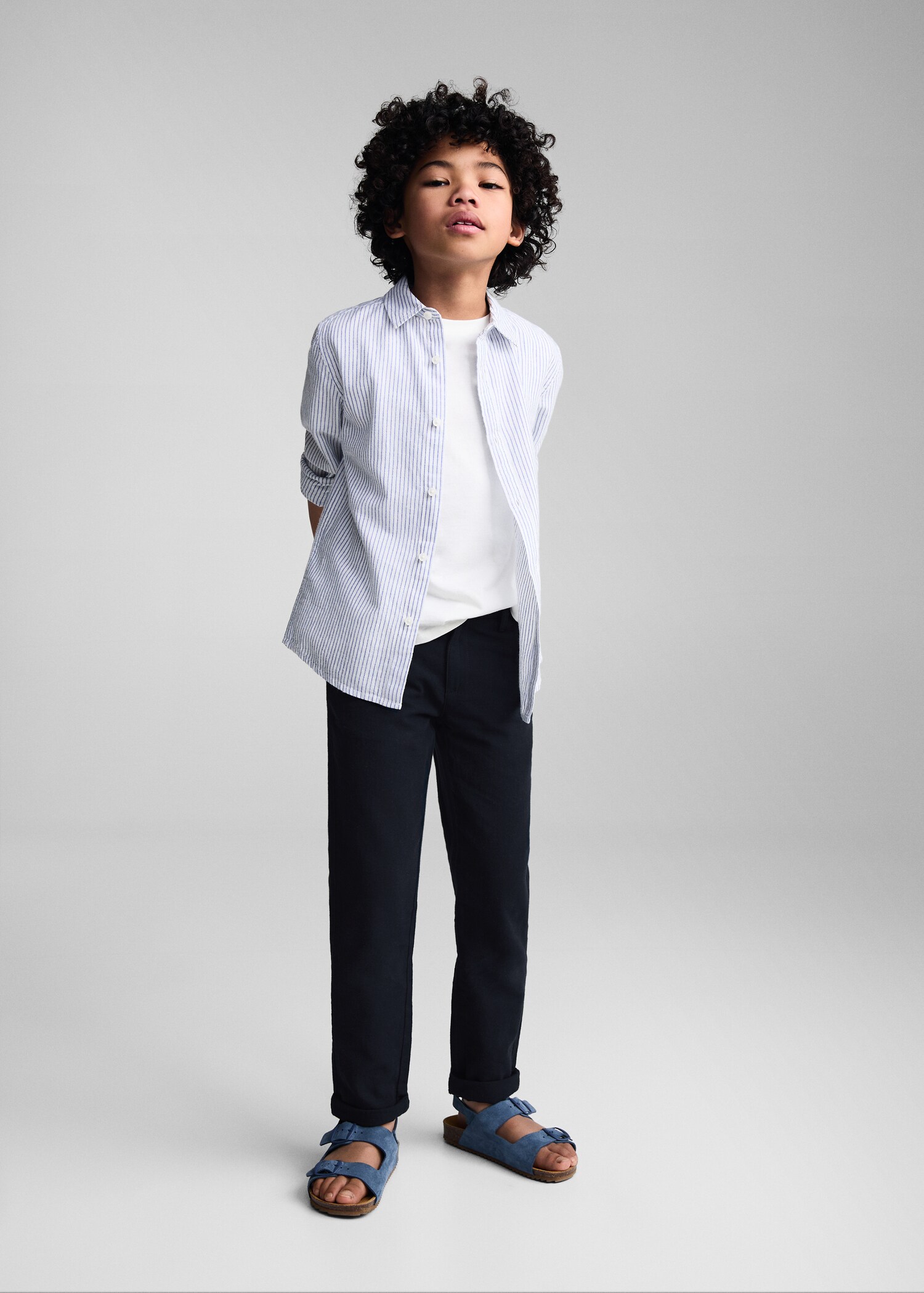 Striped linen-blend shirt - General plane