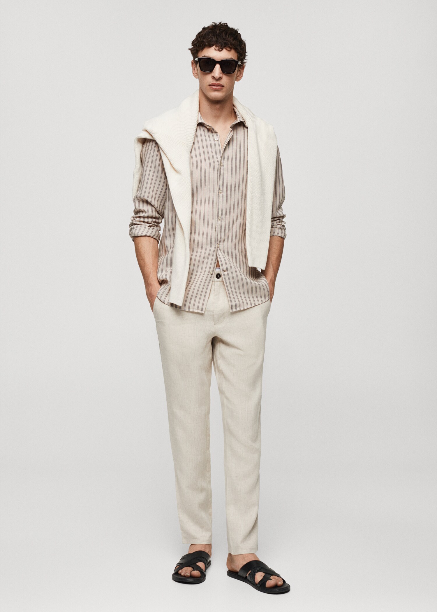 Chemise rayures Tencel et lin mélangés - Plan général