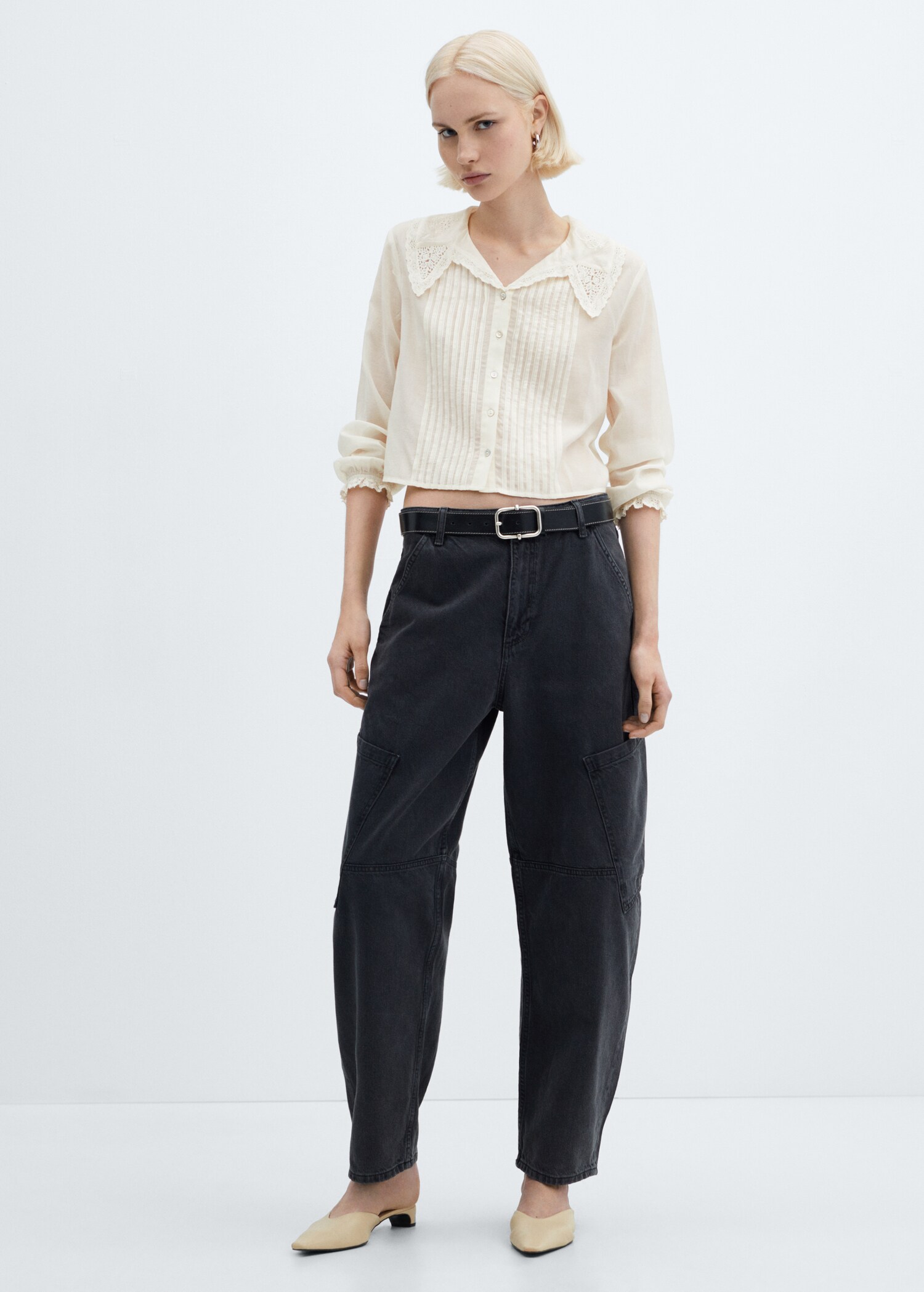 Openwork shirt with collar - General plane