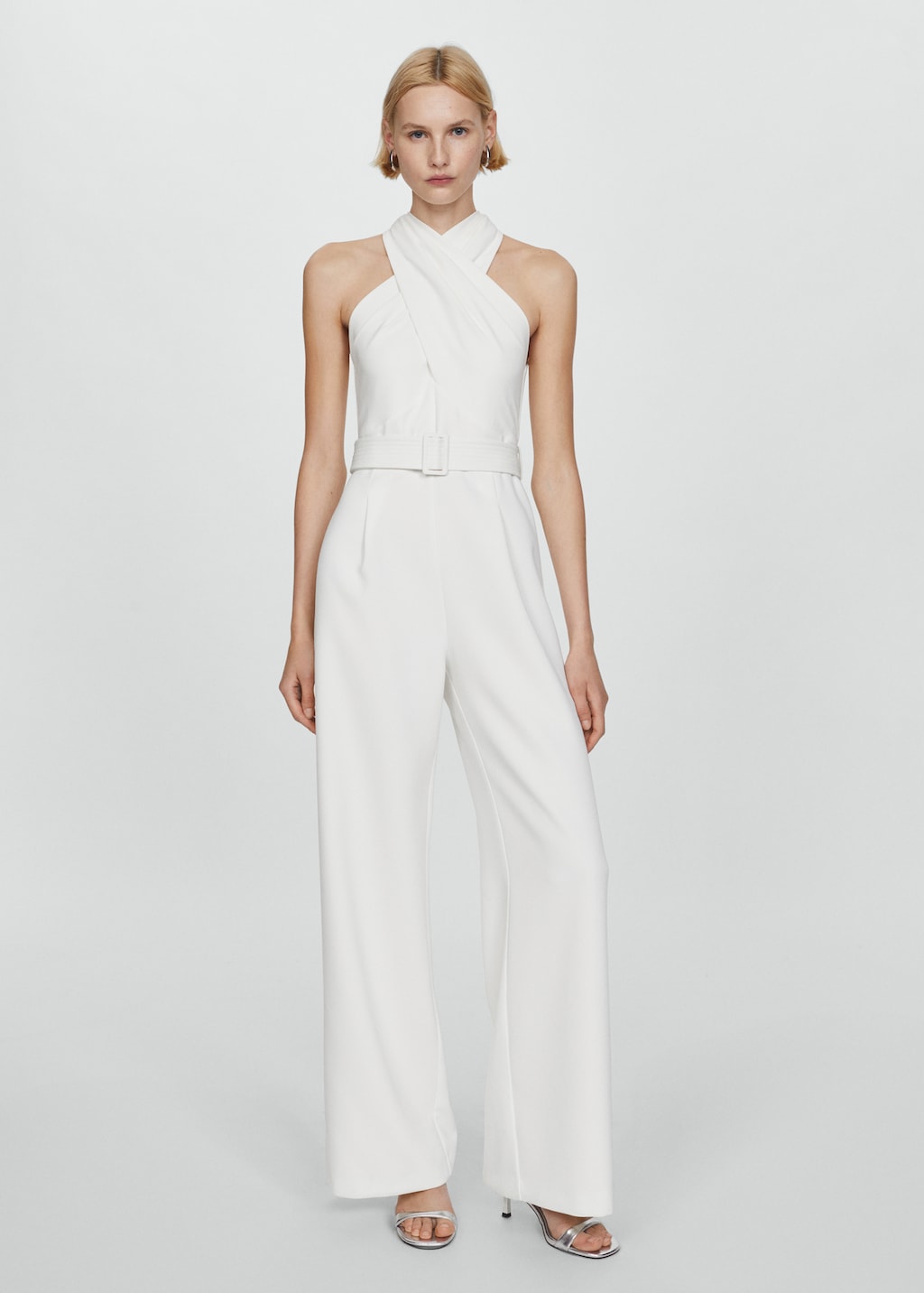 100% linen jumpsuit with belt - Women | MANGO OUTLET USA