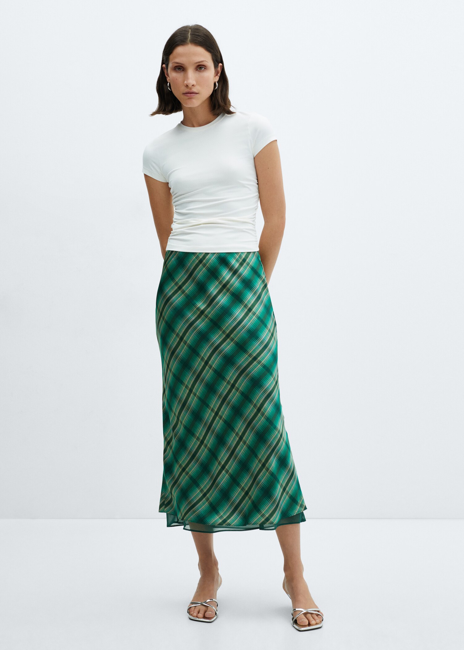 Satin check skirt - General plane