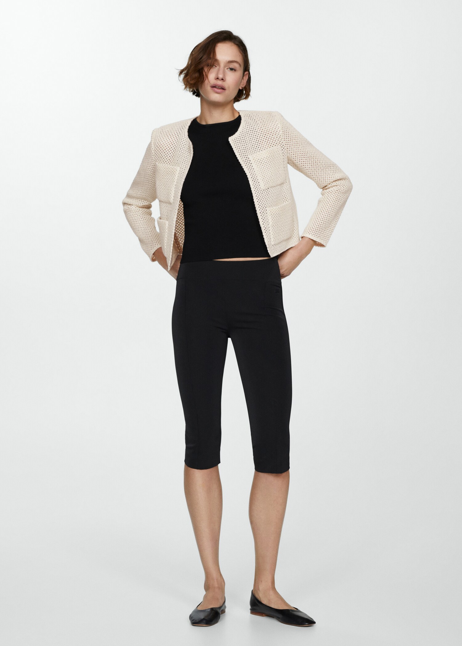 Knitted cardigan with drawstring - General plane