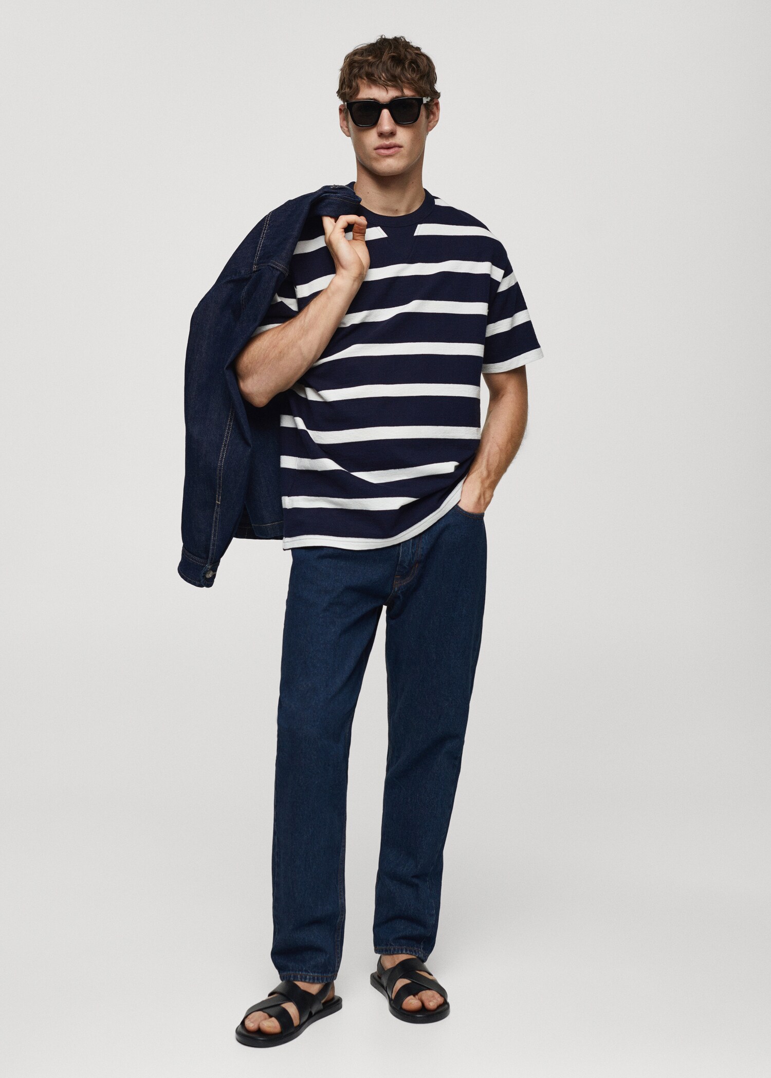 T-shirt 100 % coton imprimé rayures - Plan général