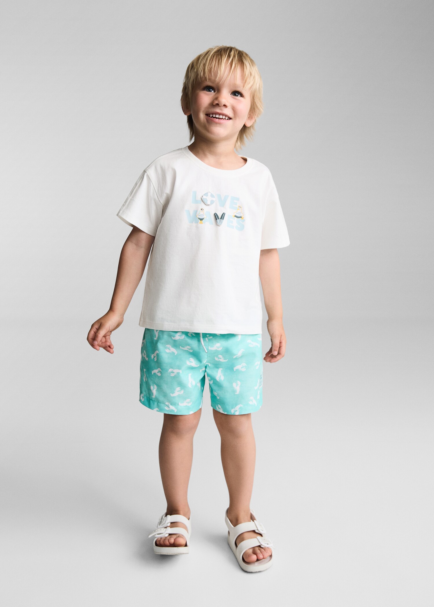 Lobster-print swimming costume - General plane