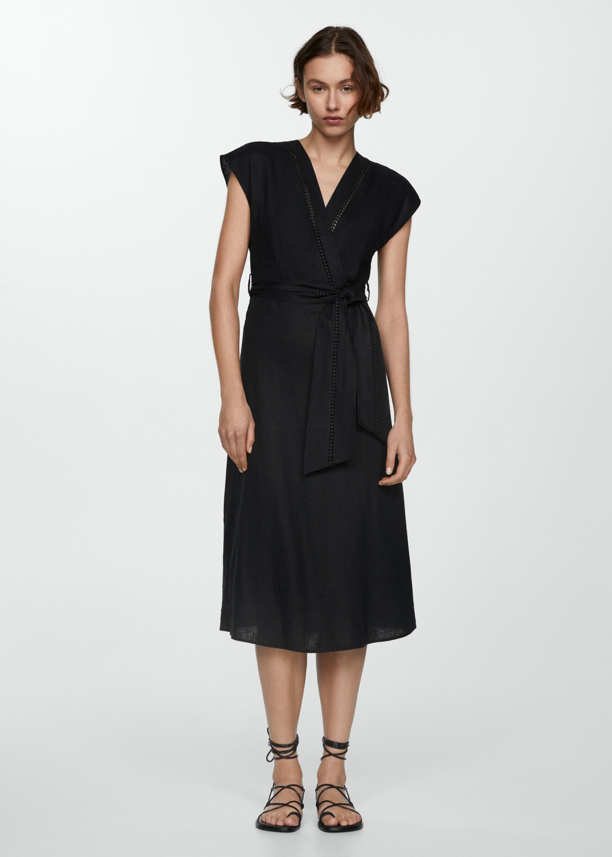 Vestido lazo 100% lino - Plano general