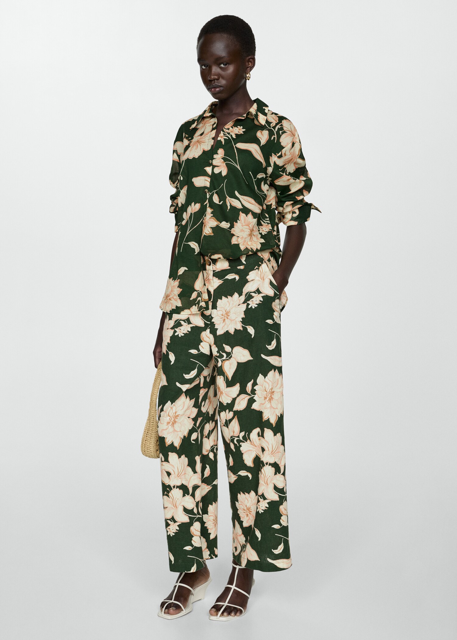 Flower print trousers - General plane