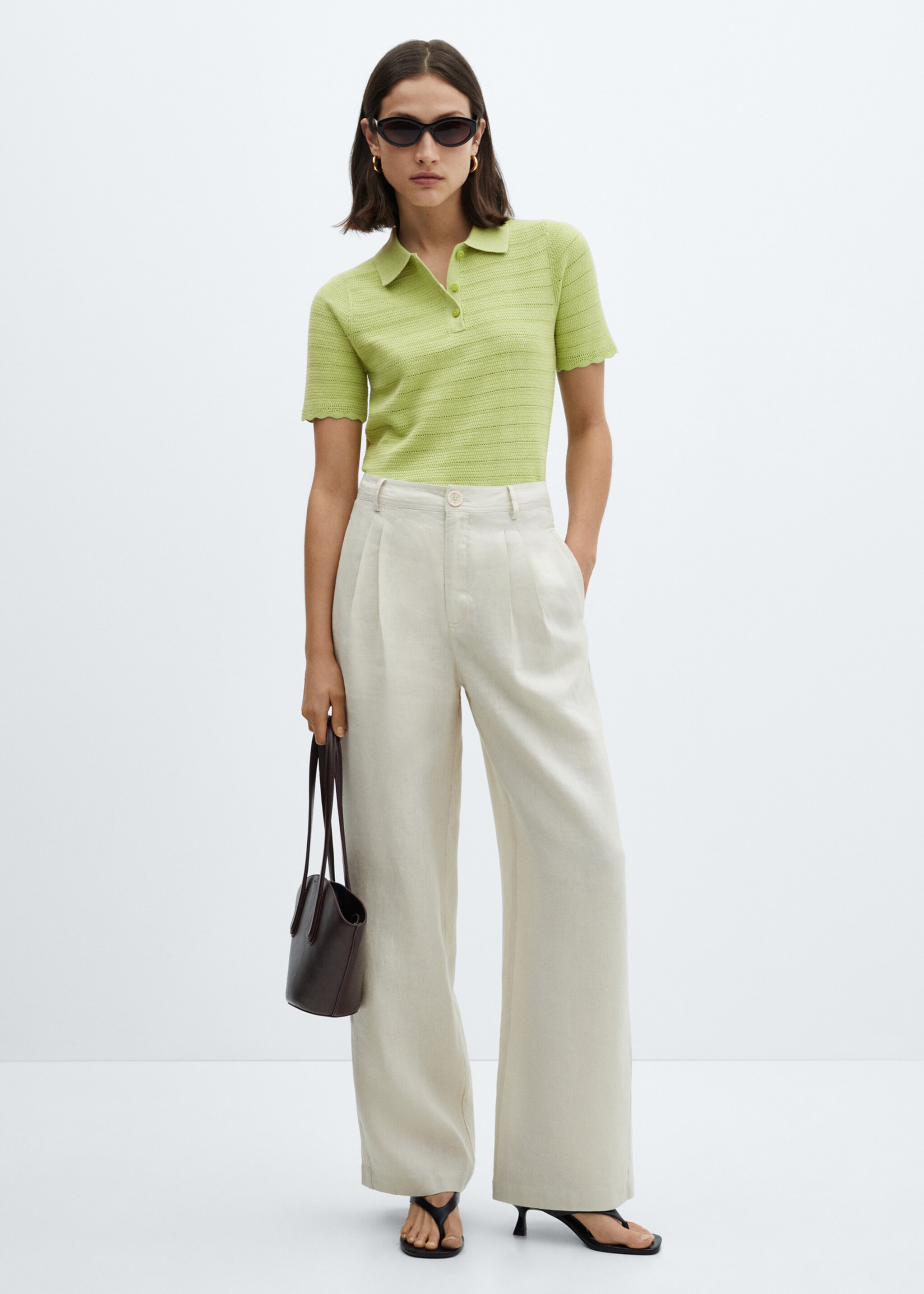 Short-sleeved polo-neck sweater - General plane