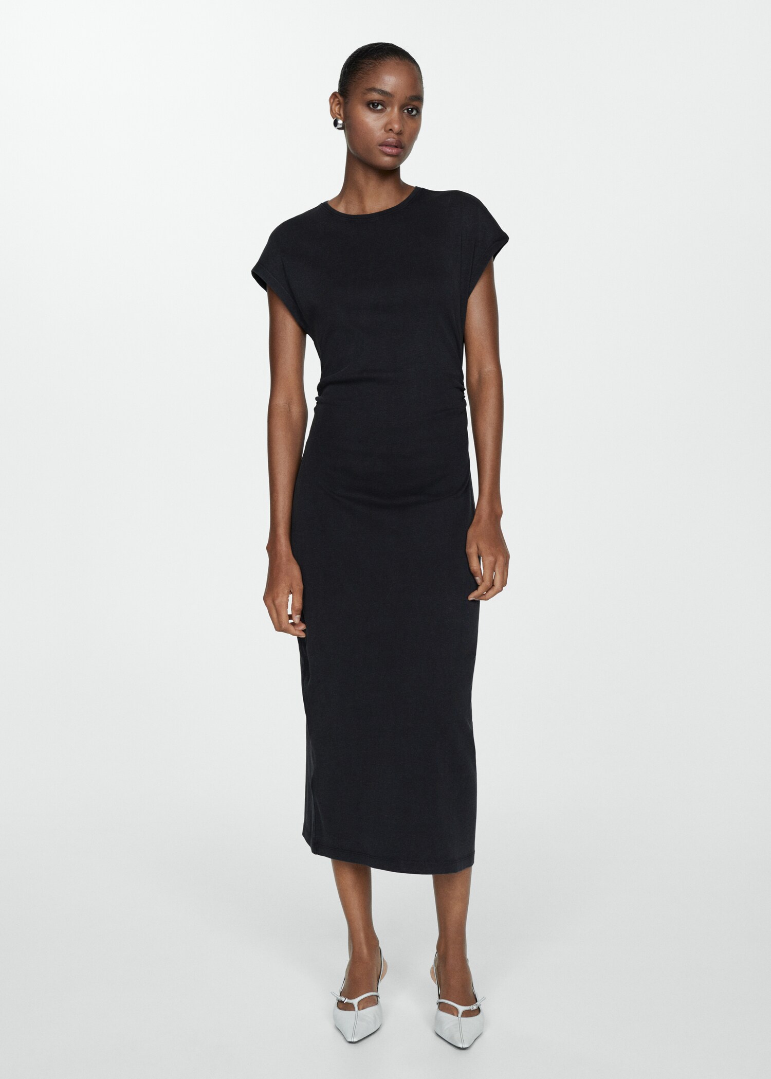 100% cotton draped dress - General plane