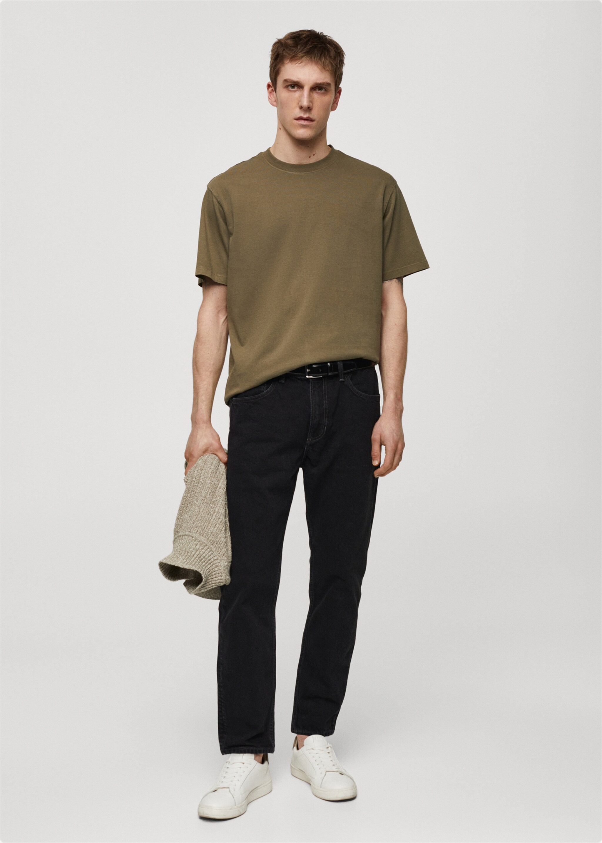 T-shirt 100 % bomull relaxed fit - Allmän bild, Khaki. Ref: 67057702-00.