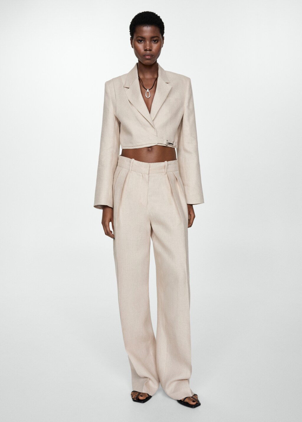 数量限定SALE jacket linen Cropped - USA OUTLET MANGO | Women ジャケット・アウター