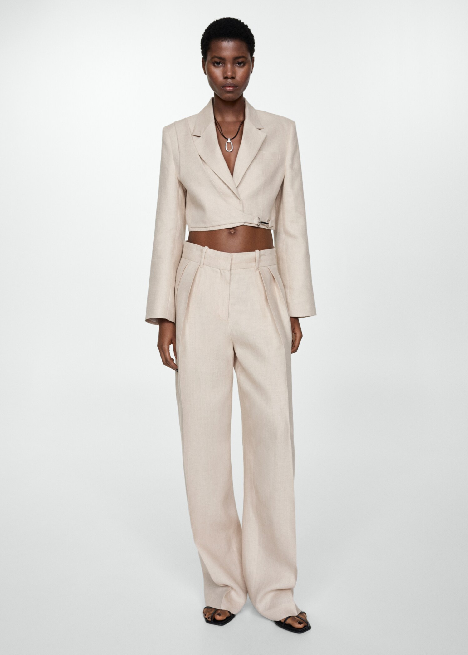 Blazer croisé lin crop - Plan général