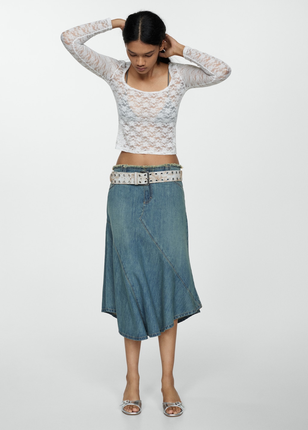 Floral lace top - Women | MANGO OUTLET USA Floral lace top - Women | MANGO OUTLET USA