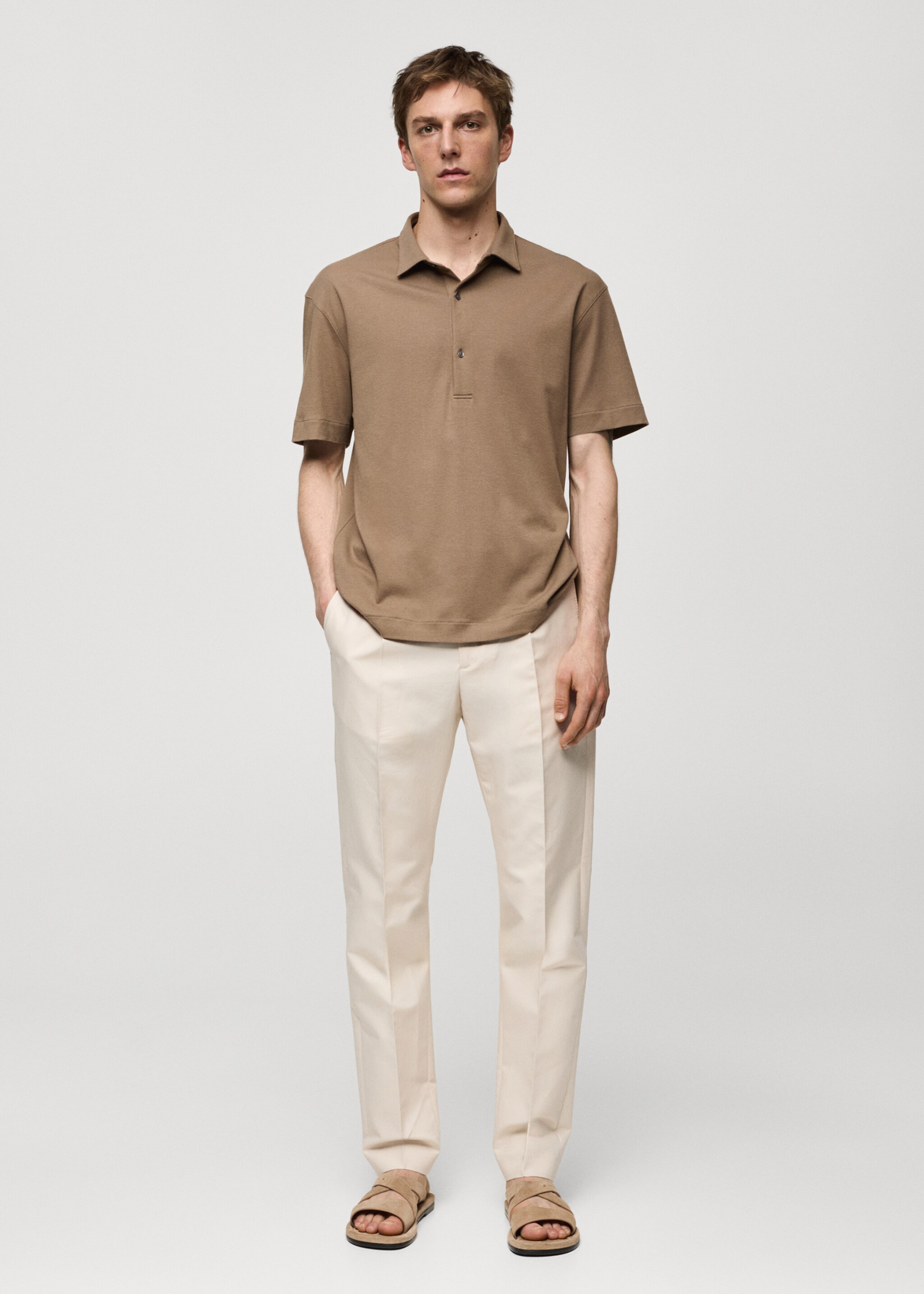 100% cotton slim-fit polo shirt - General plane, Medium Green. Ref: 67057929-00.