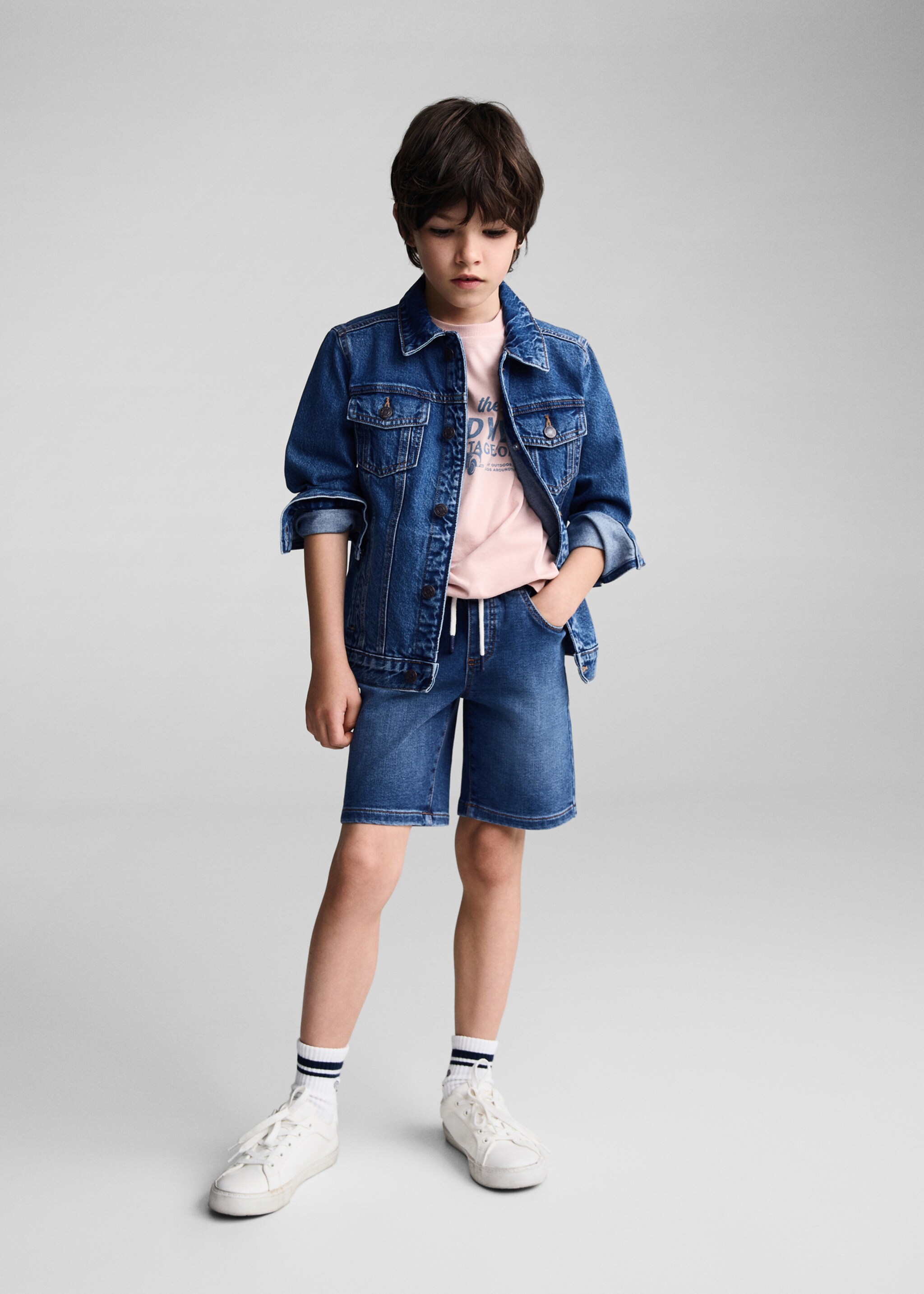 Jeans-Bermudas mit elastischem Bund - Allgemeine Ansicht