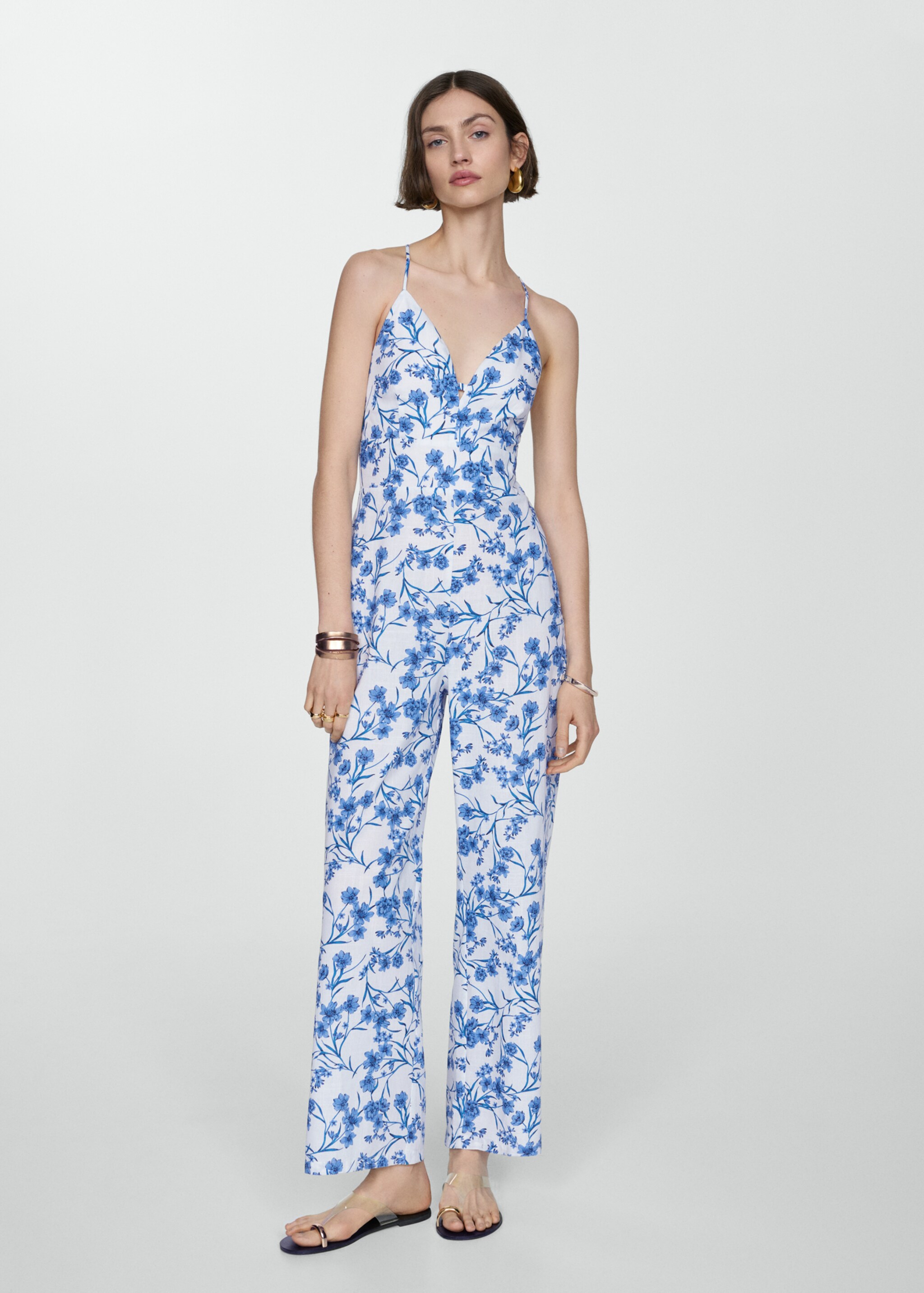 Baumwoll-Jumpsuit mit Blumenmuster - Allgemeine Ansicht