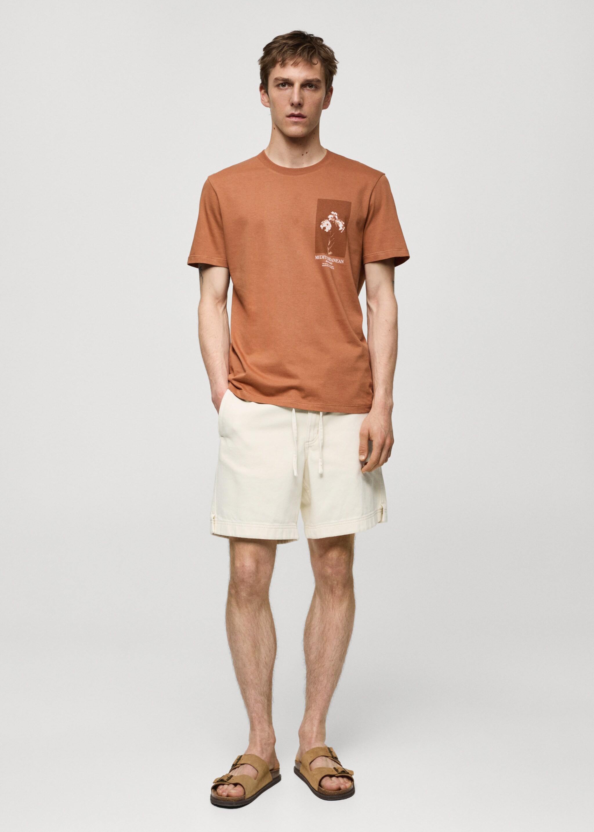 100% cotton bermuda shorts with drawstring - General plane