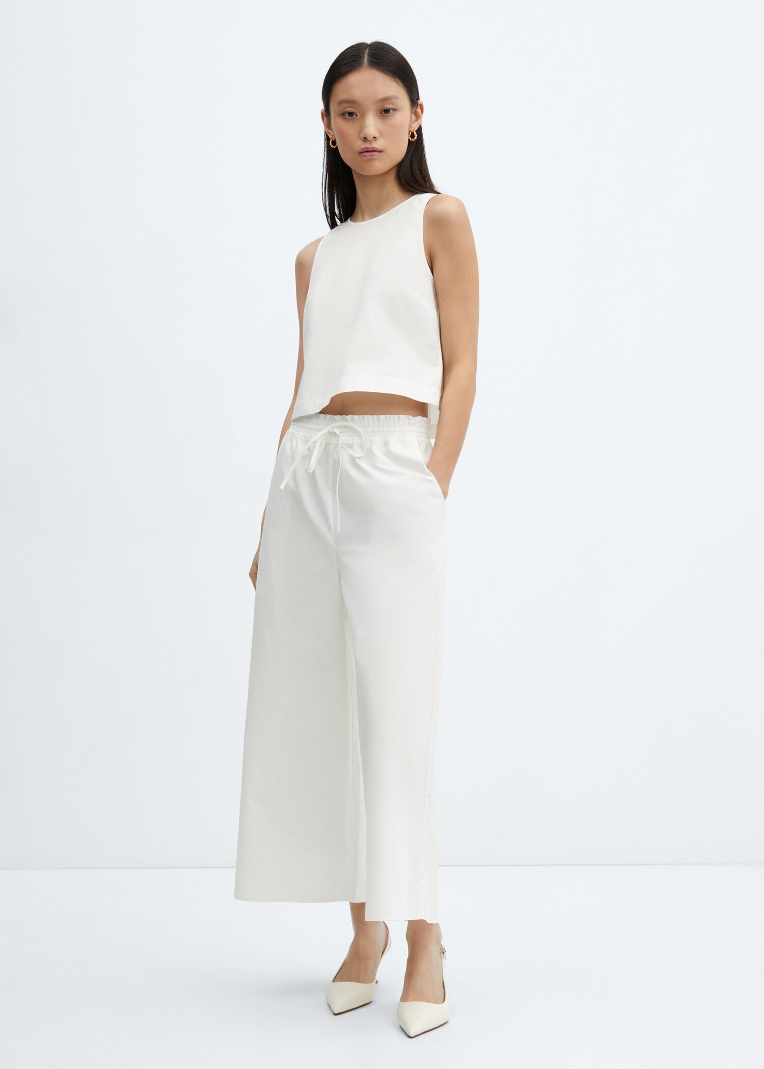 100% cotton culotte trousers - General plane