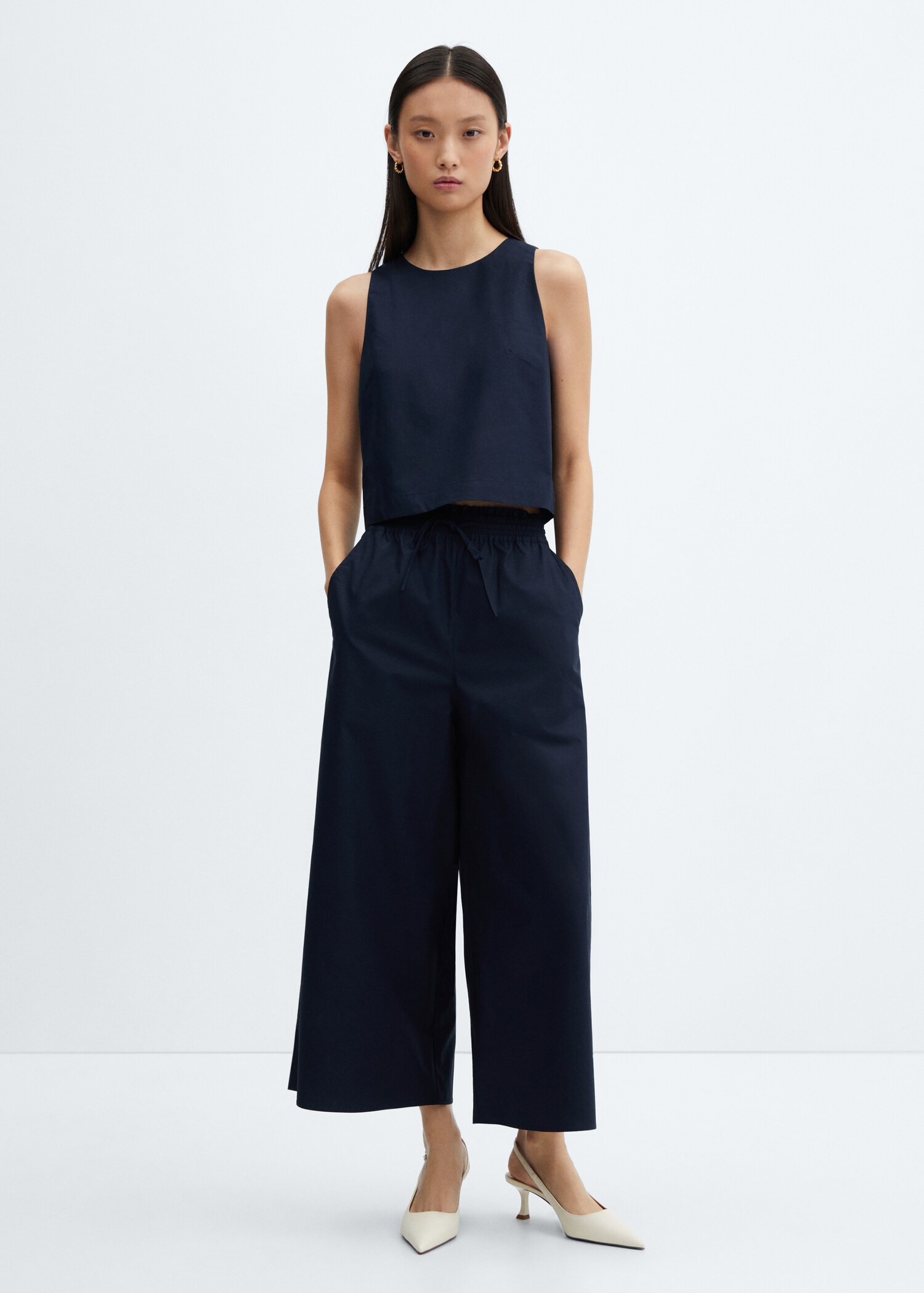 100% cotton culotte trousers - General plane