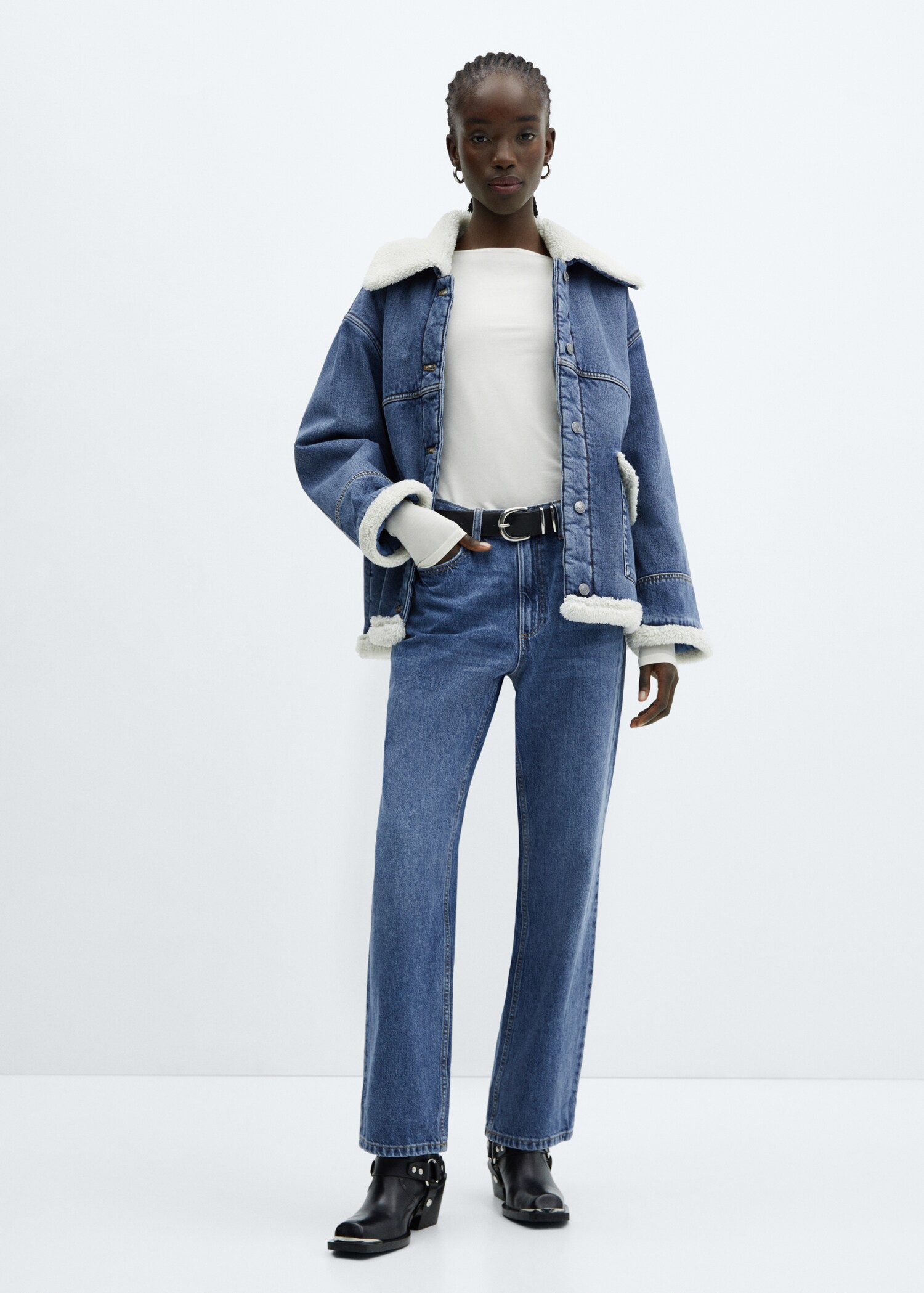 Oversized shearling-effect jacket - General plane