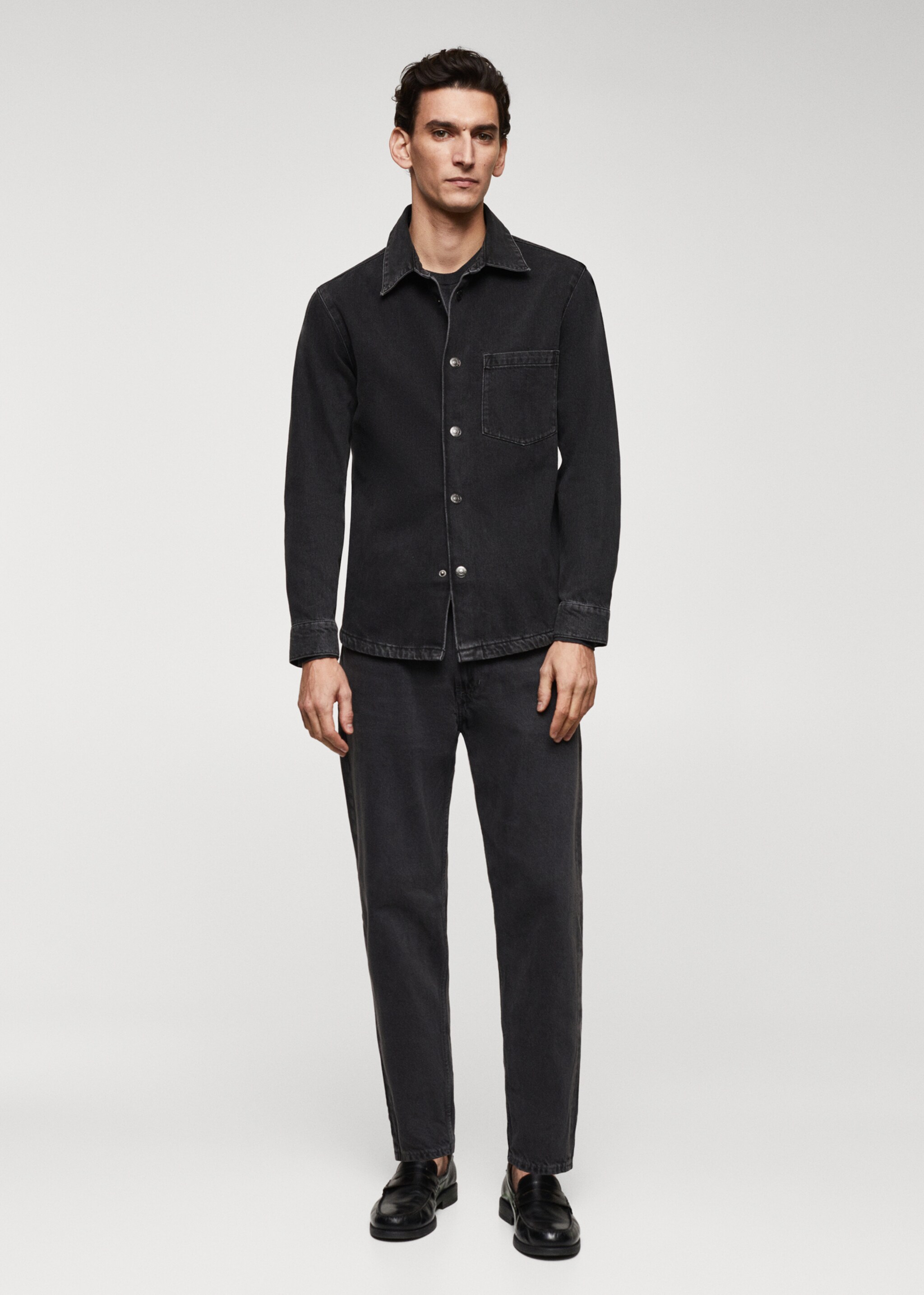 Surchemise jean poche - Plan général, Black denim. Ref: 67060619-00.