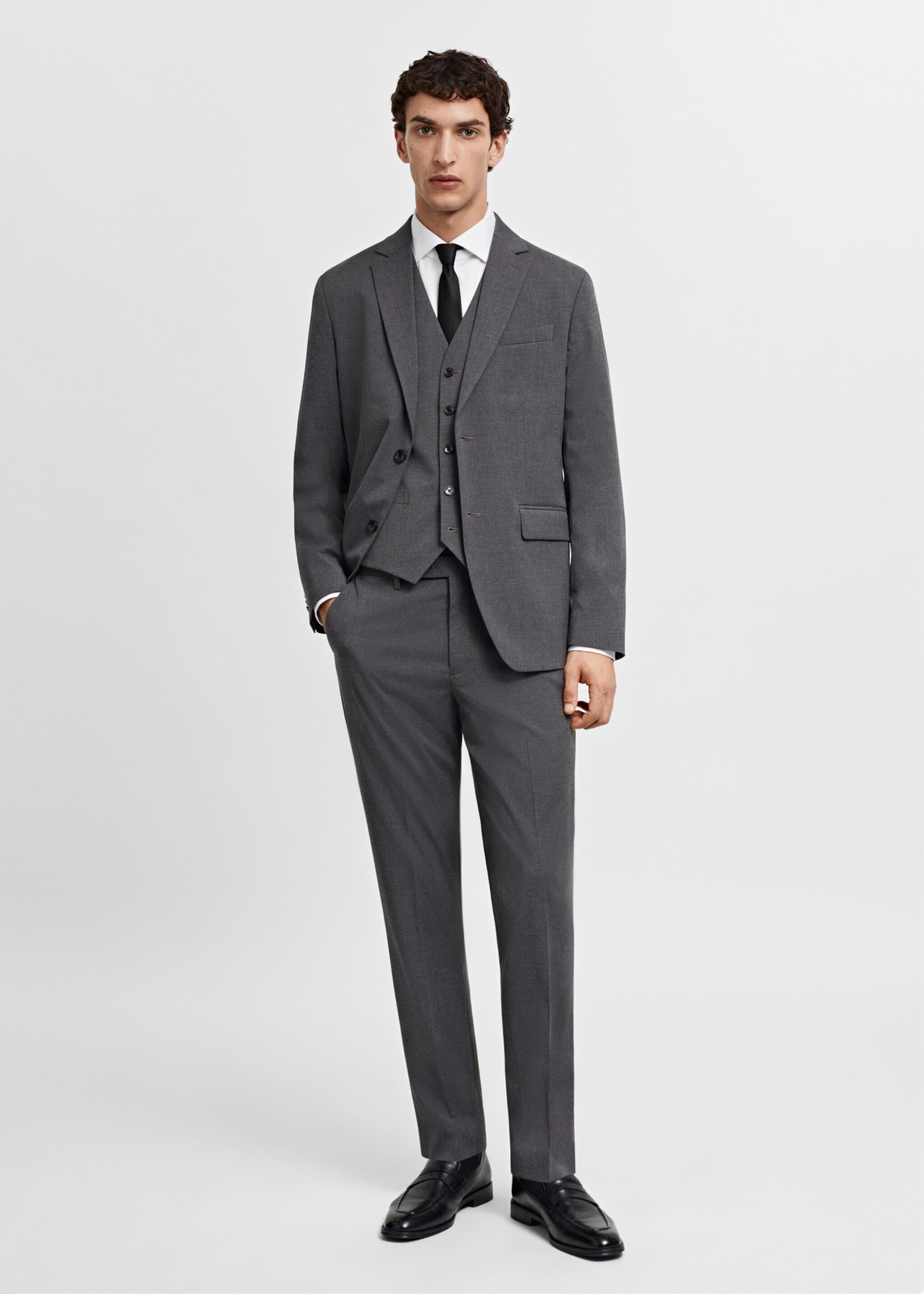 Slim-fit suit waistcoat - General plane, Grey. Ref: 67060620-00.