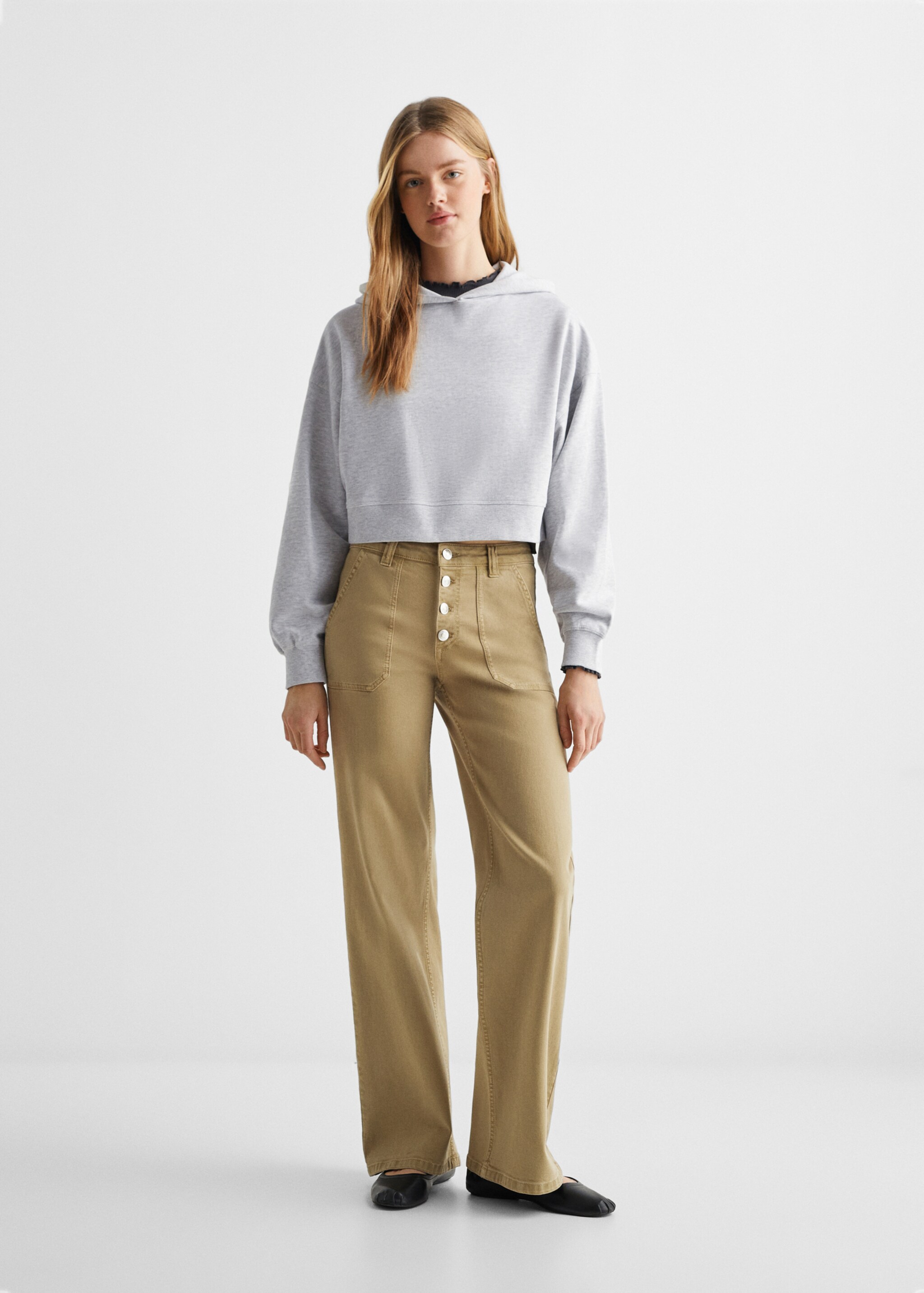 Katoenen crop sweatshirt - Overzichtstekening