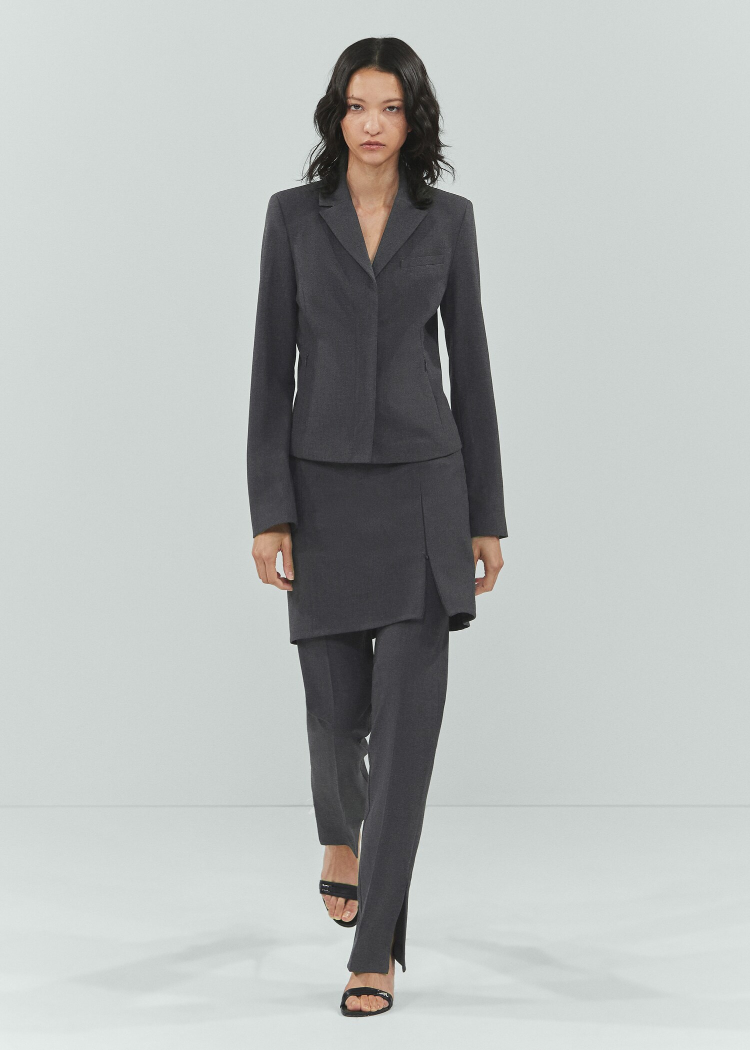 Getailleerde blazer met rits - Overzichtstekening