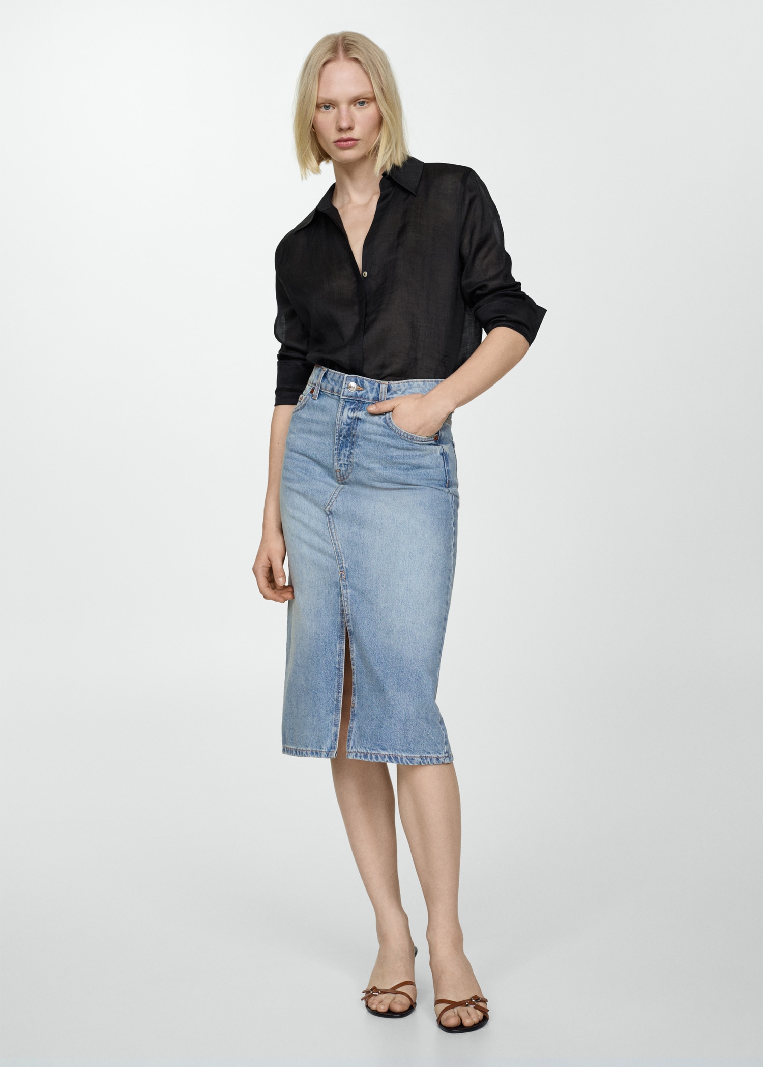 Denim midi-skirt Women MANGO OUTLET USA - Main Image