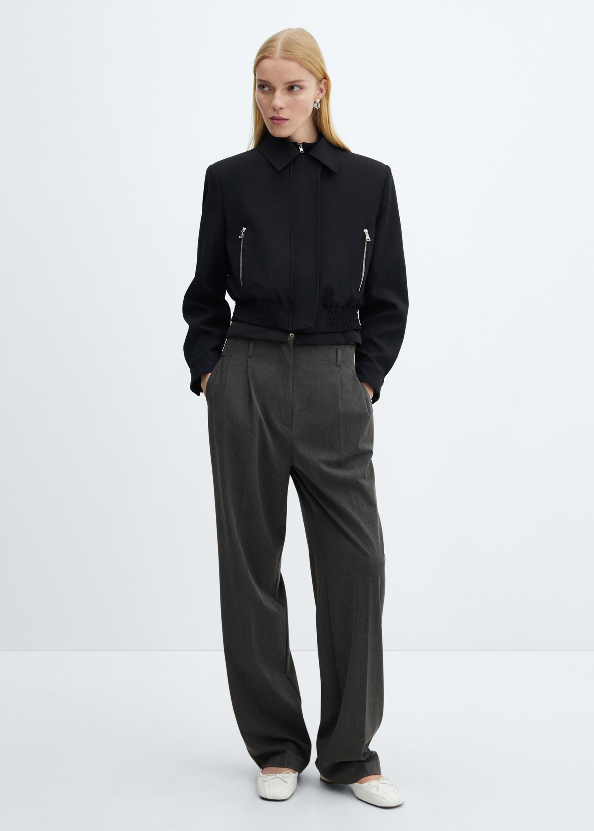 Wideleg pleated trousers - General plane