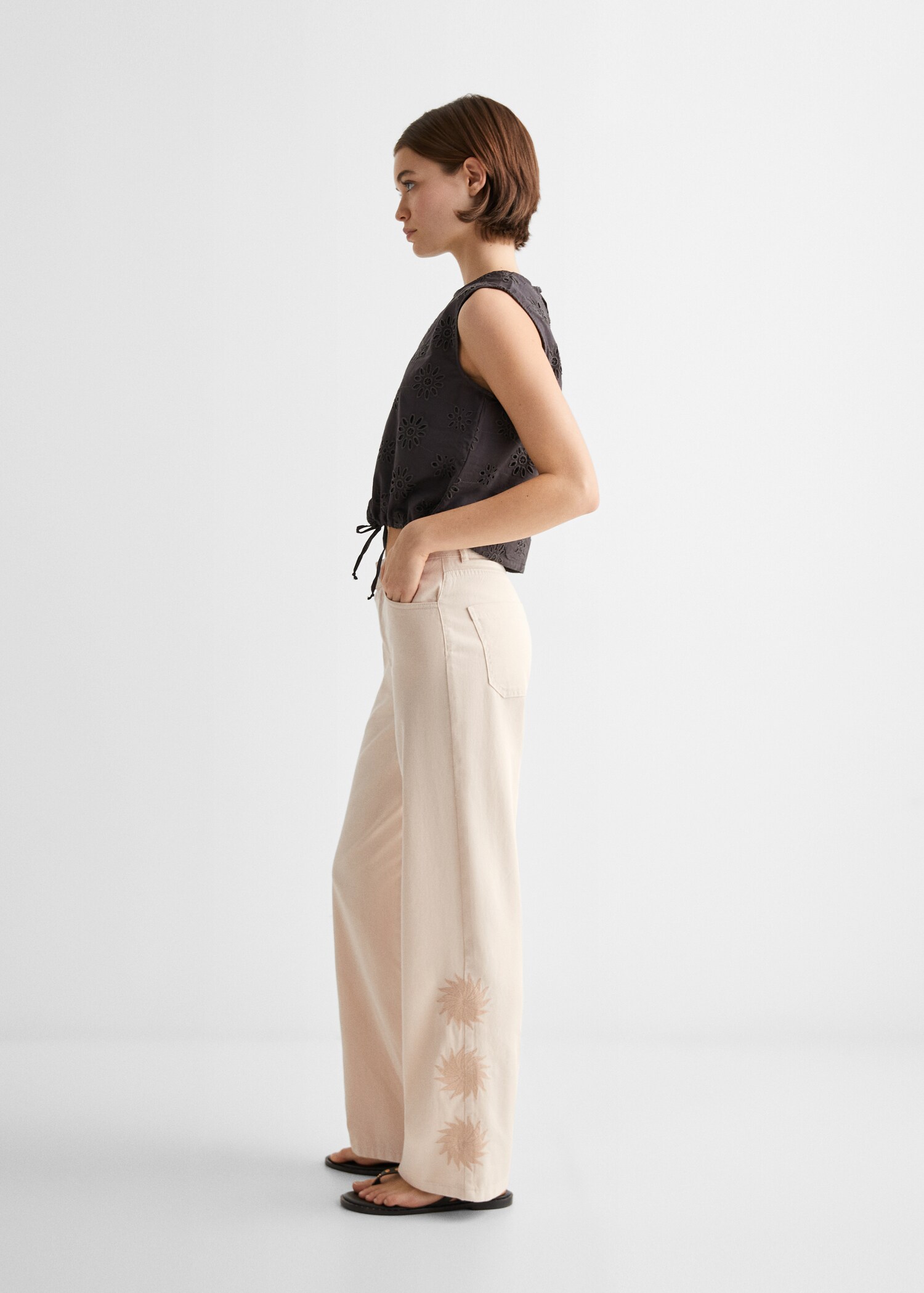 Pantalon coton brodé - Plan général