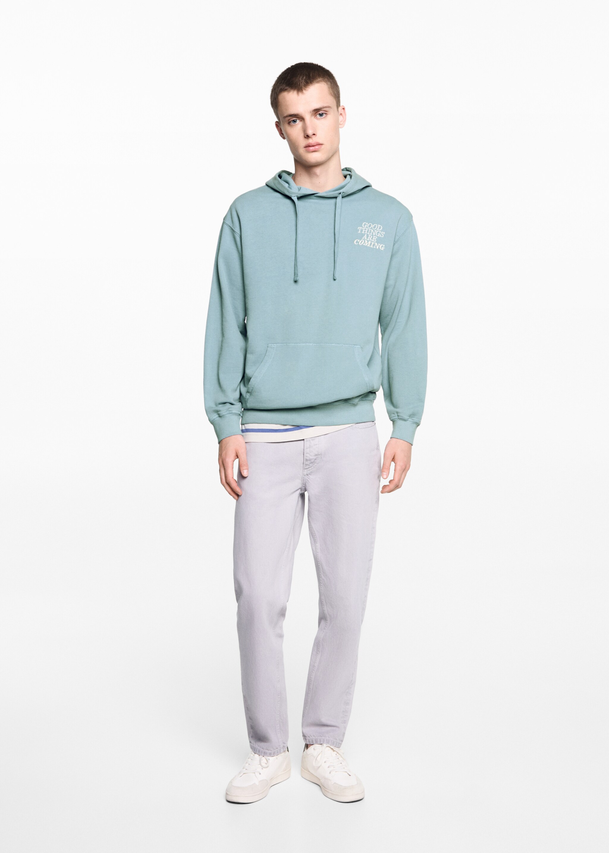 Sweatshirt mit Schriftzug Unisex - Allgemeine Ansicht, Türkis. Ref: 67065154-00.