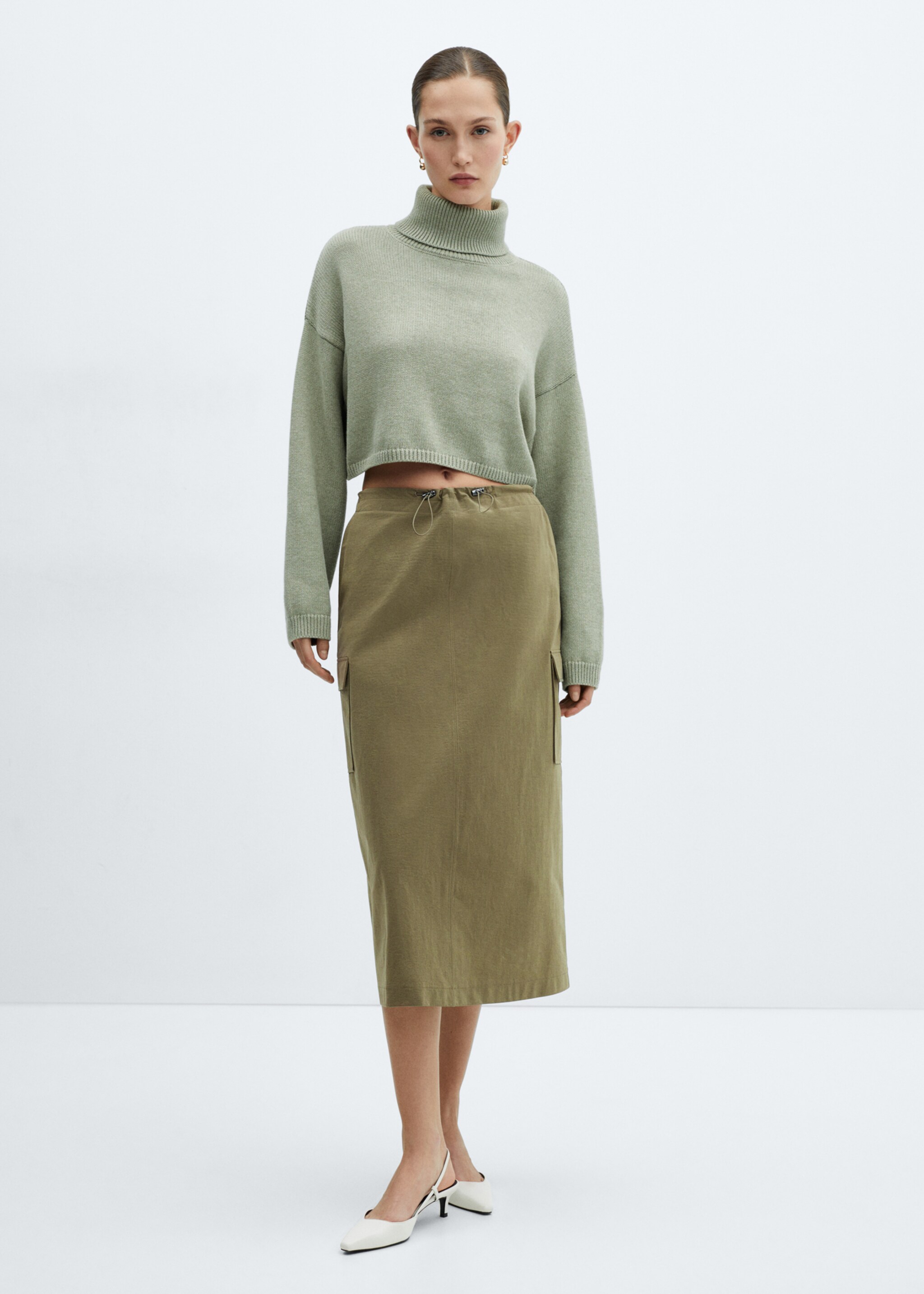 Midi-skirt with cargo pockets - General plane, Khaki. Ref: 67065750-00.