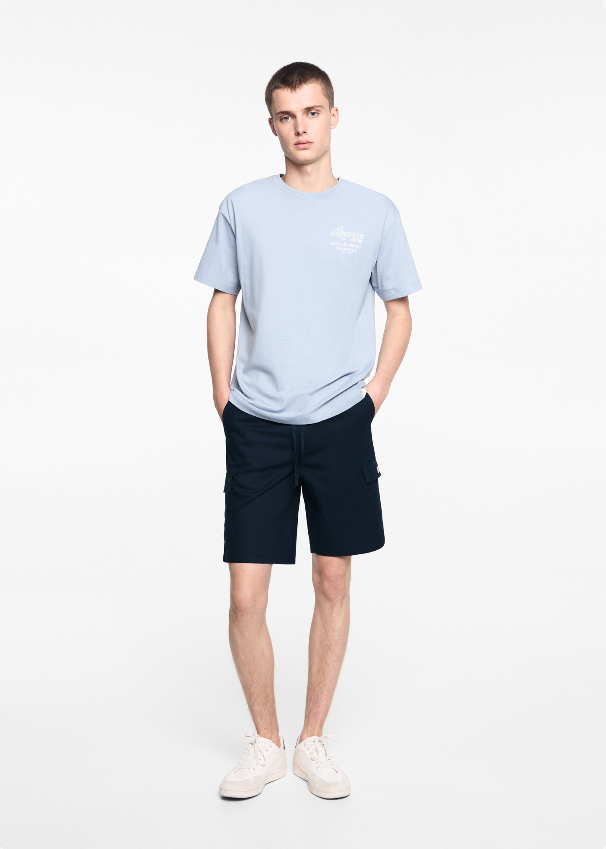 Bermudas lino bolsillos cargo - Plano general