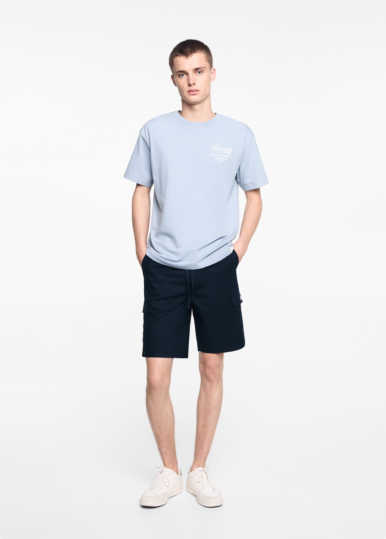 Bermudas lino bolsillos cargo - Plano general