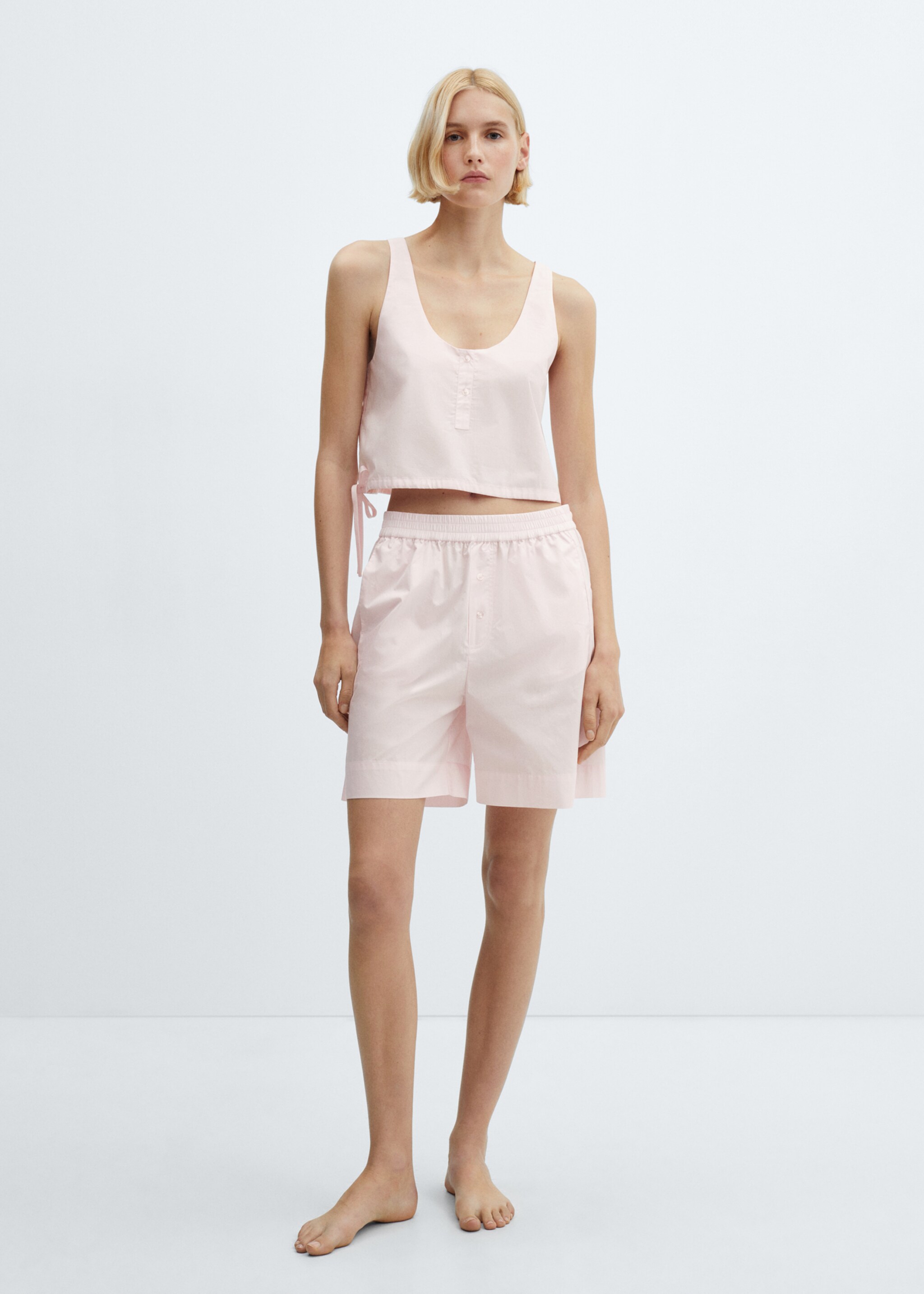Cotton pyjama crop top - General plane